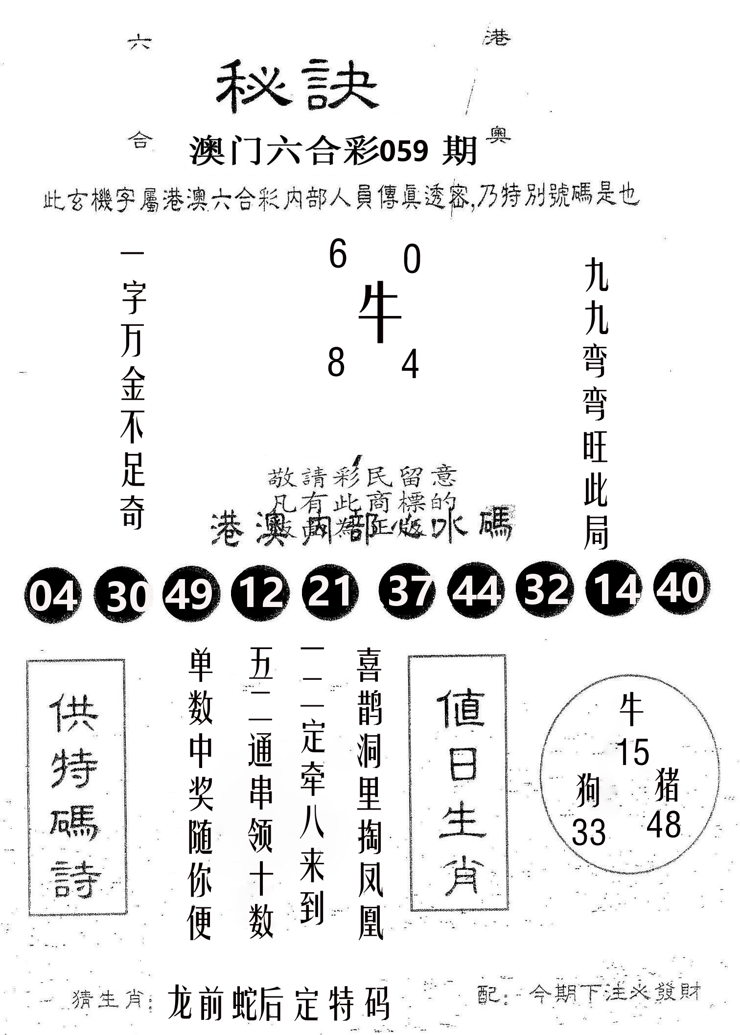 秘决 第59期