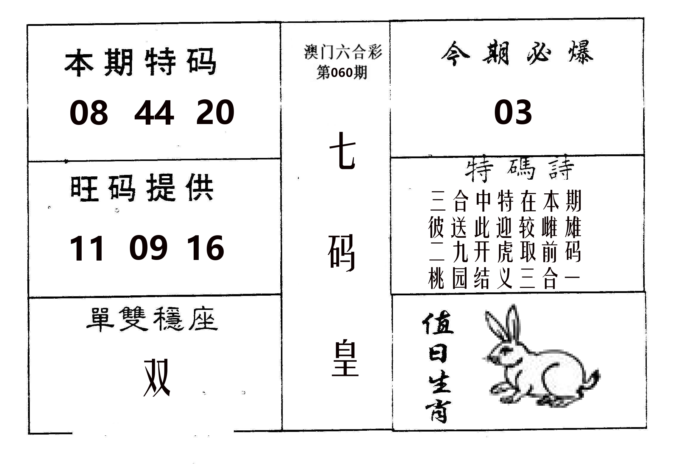 七码皇 第60期