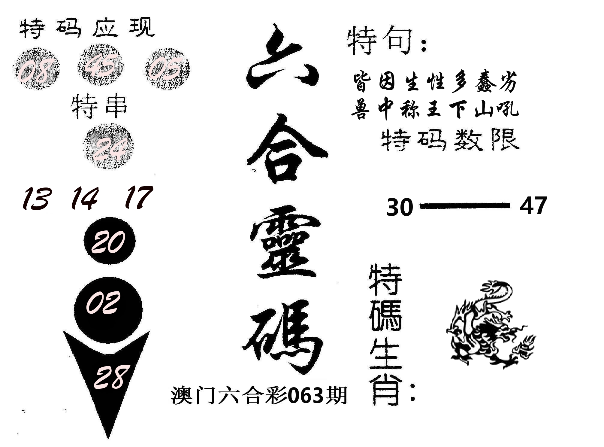 六合灵码 第63期