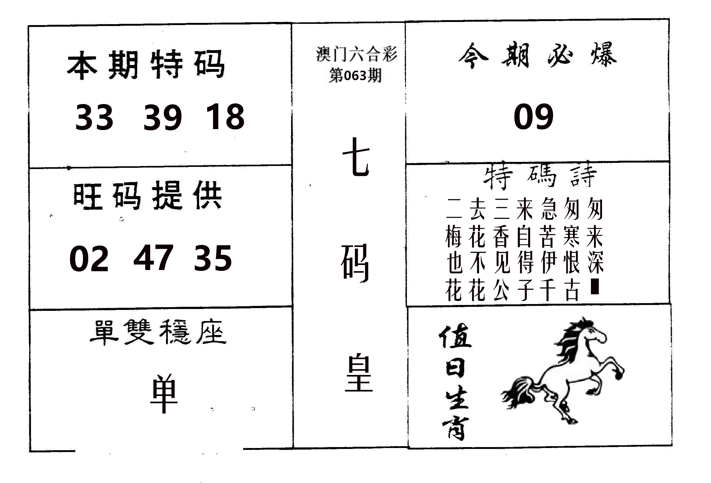 七码皇 第63期