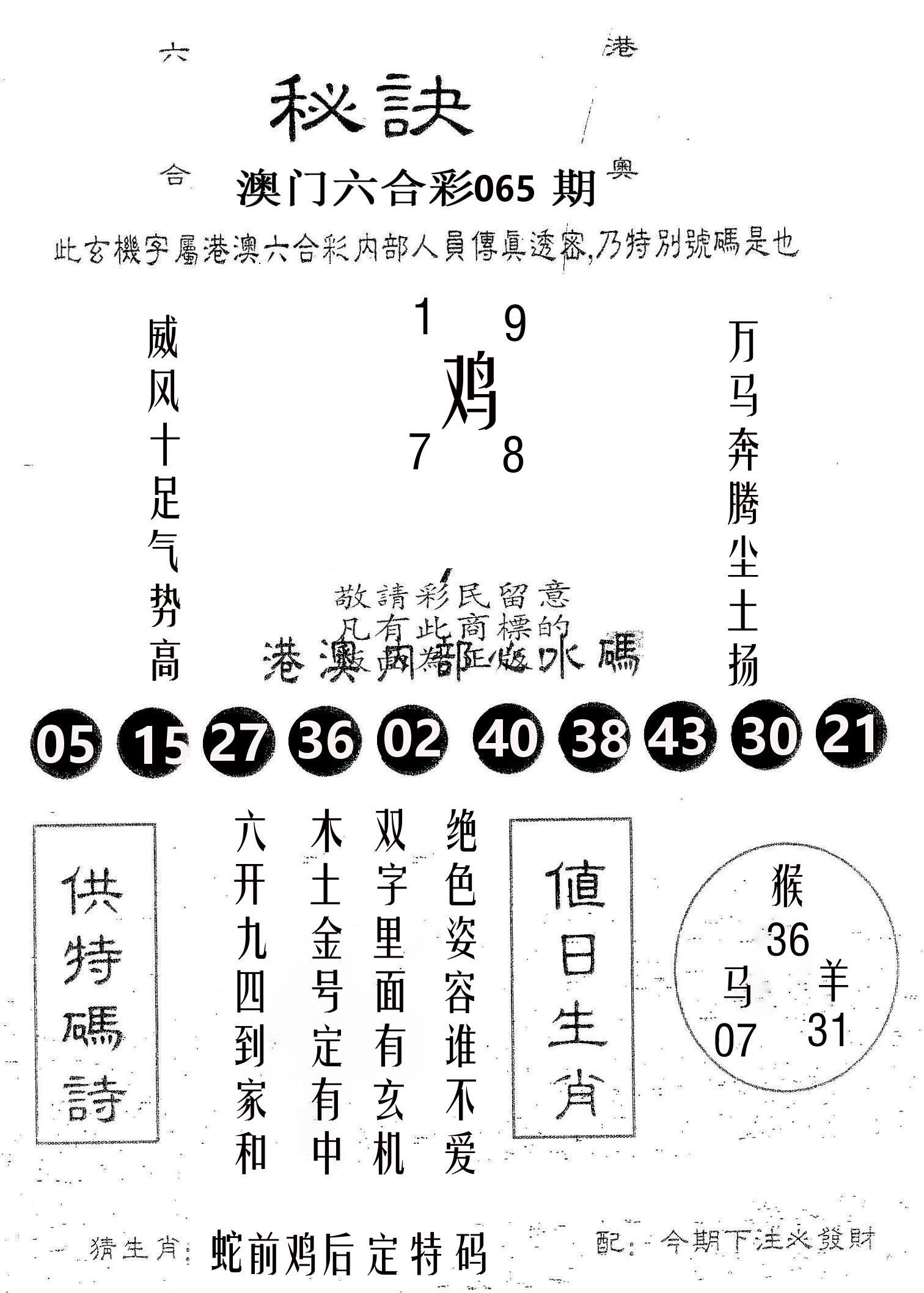 秘决 第65期