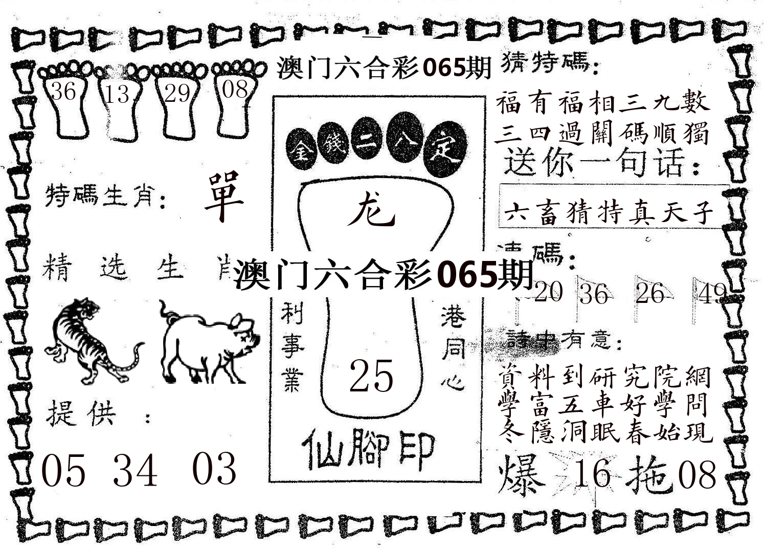 仙脚印 第65期