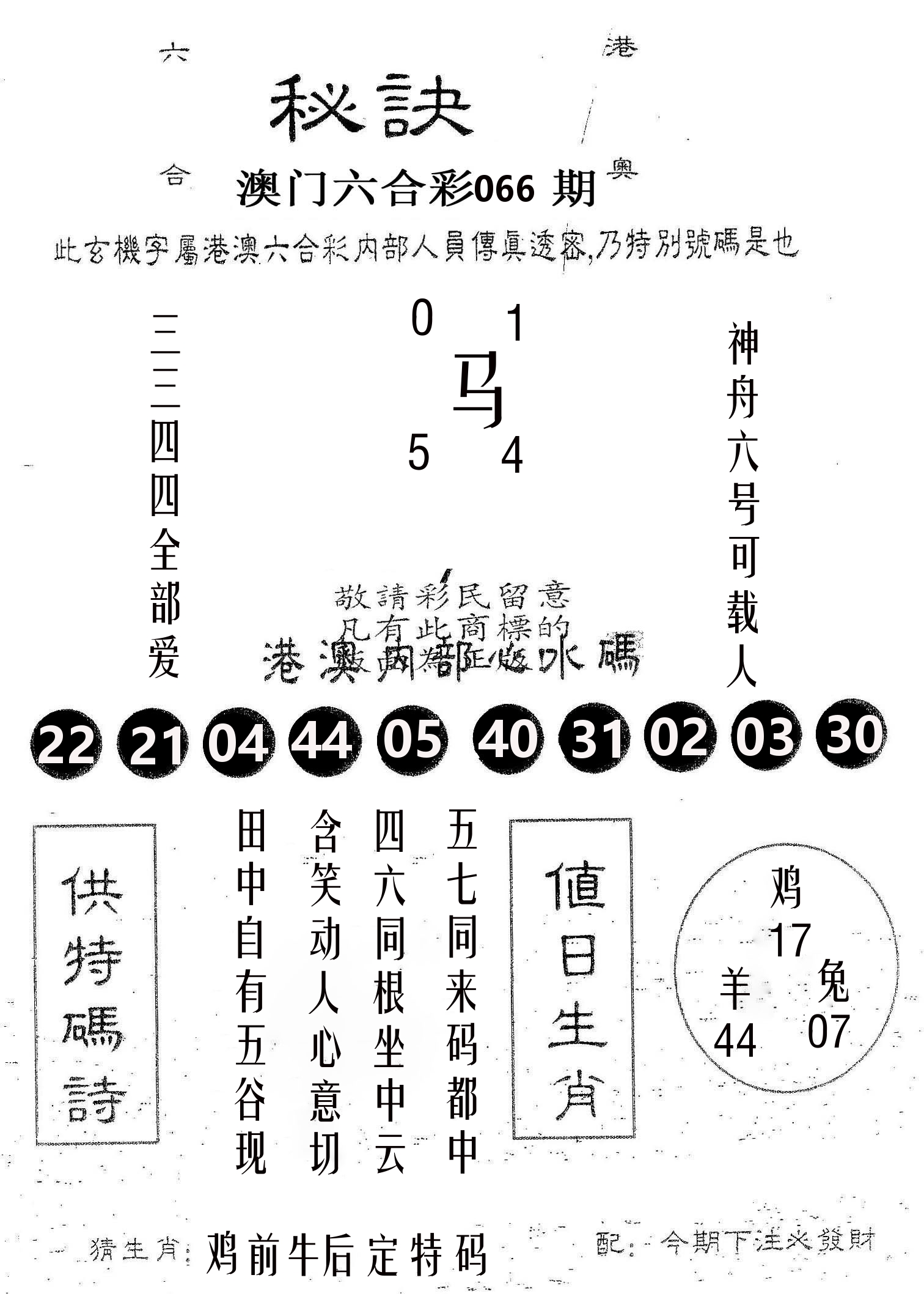 秘决 第66期