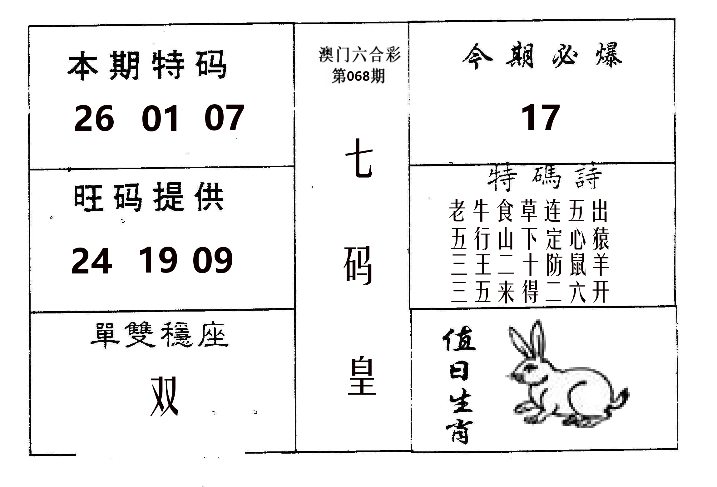 七码皇 第68期