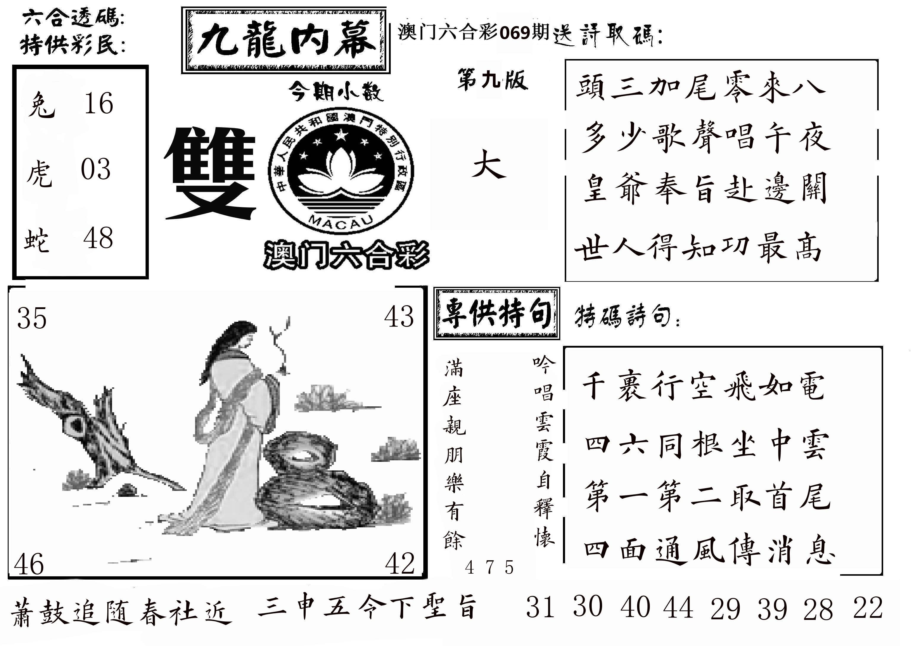 澳门传真3 第69期