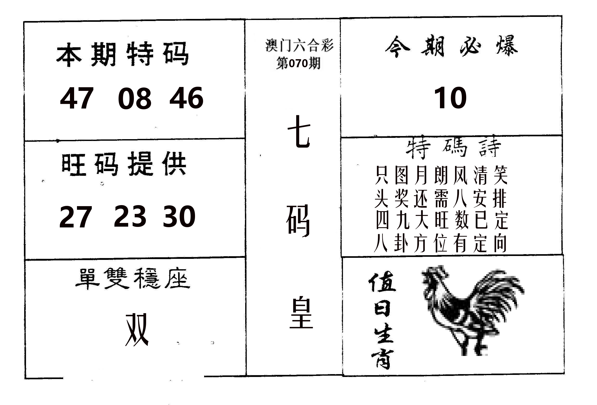 七码皇 第70期