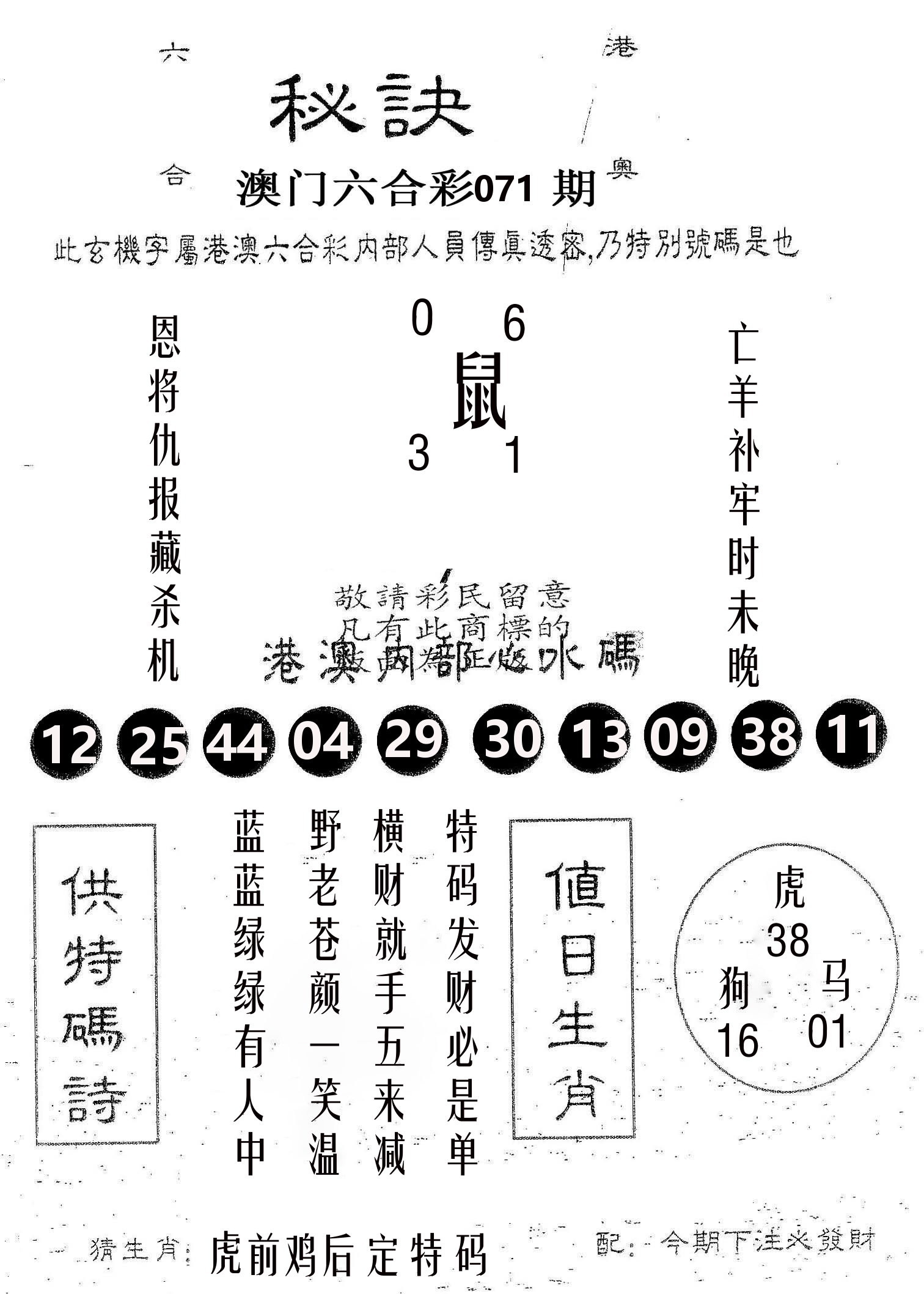 秘决 第71期