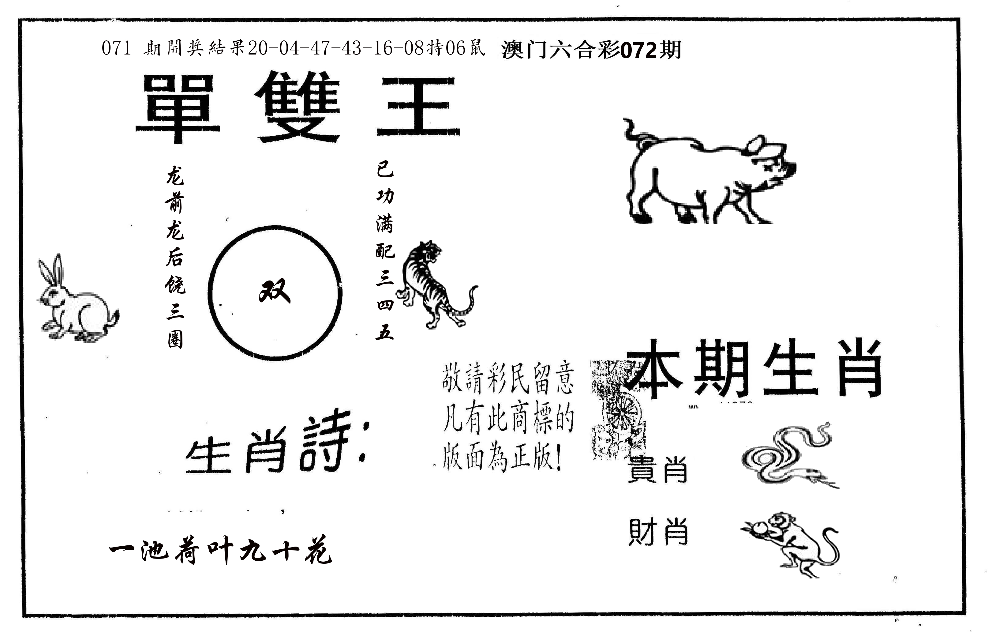 单双王A 第72期