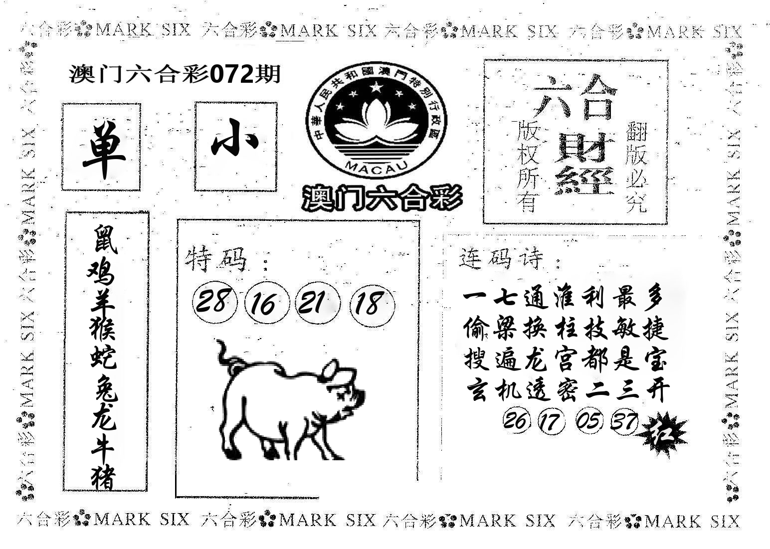 六合财经 第72期