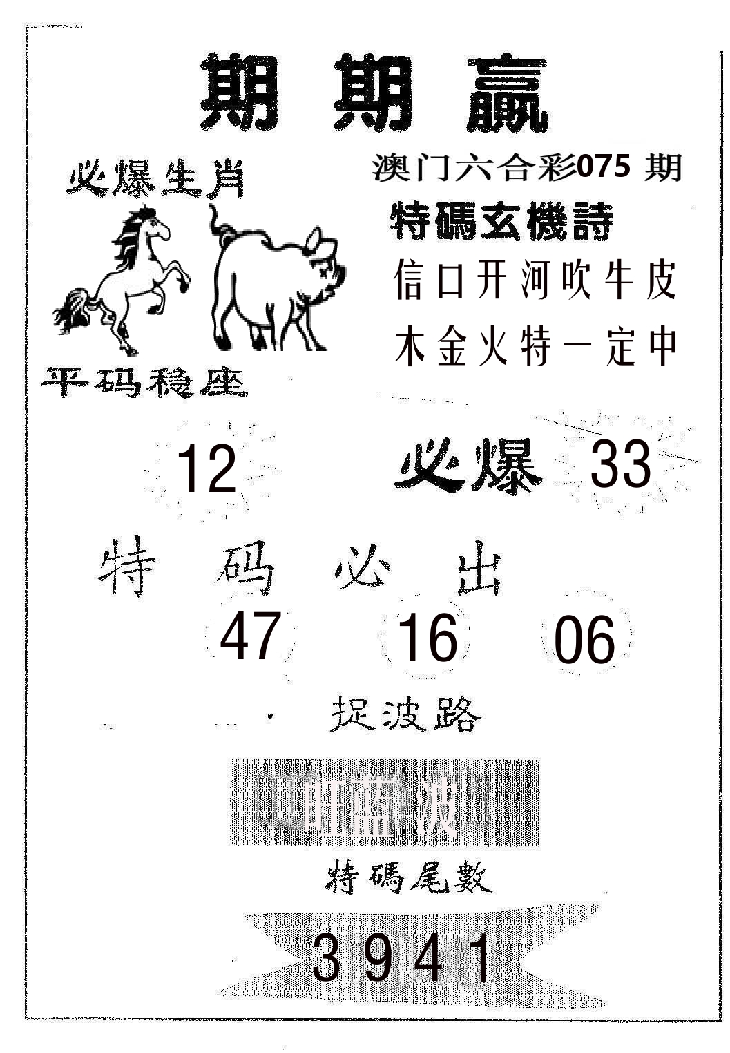 期期赢 第75期