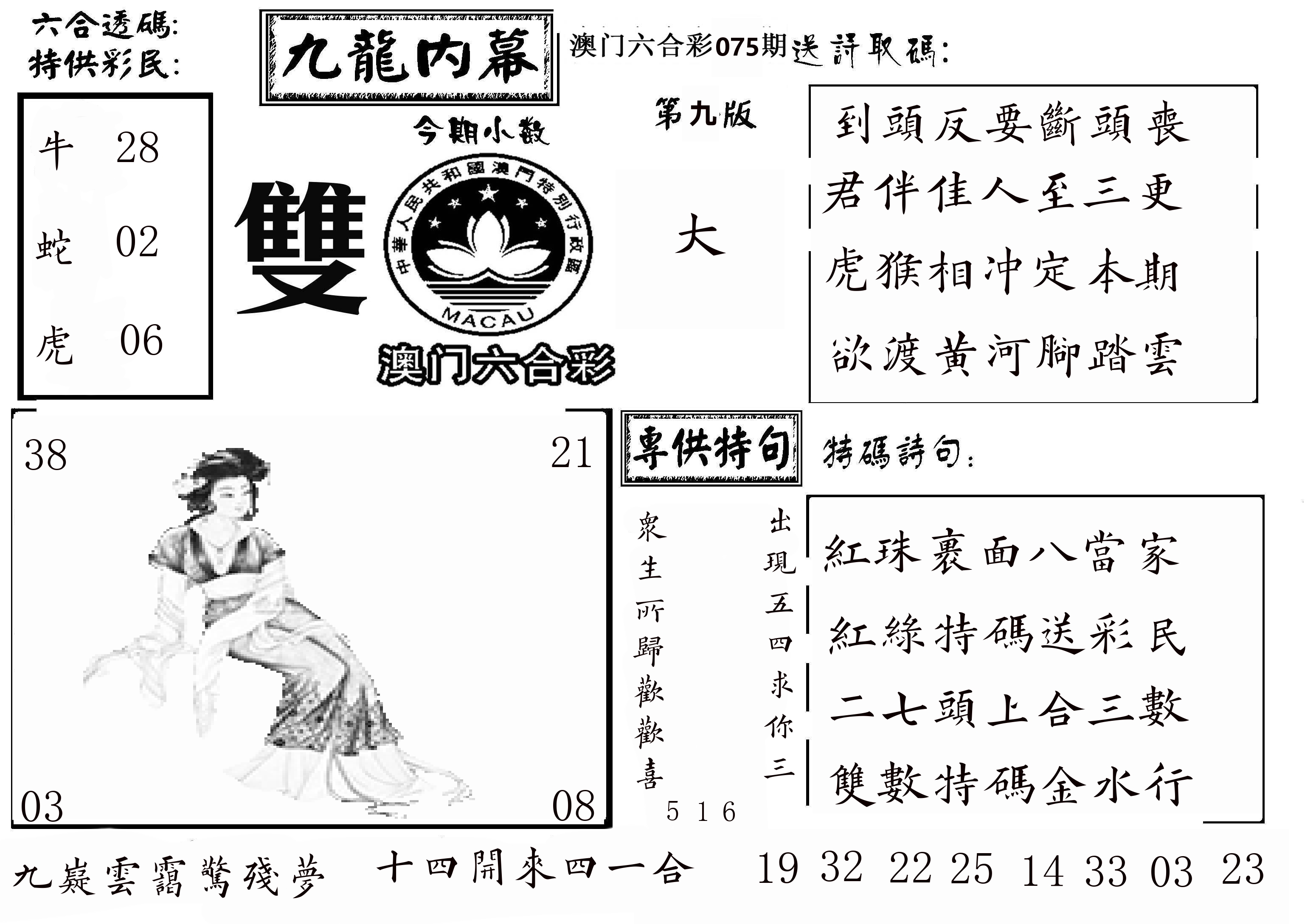 澳门传真3 第75期