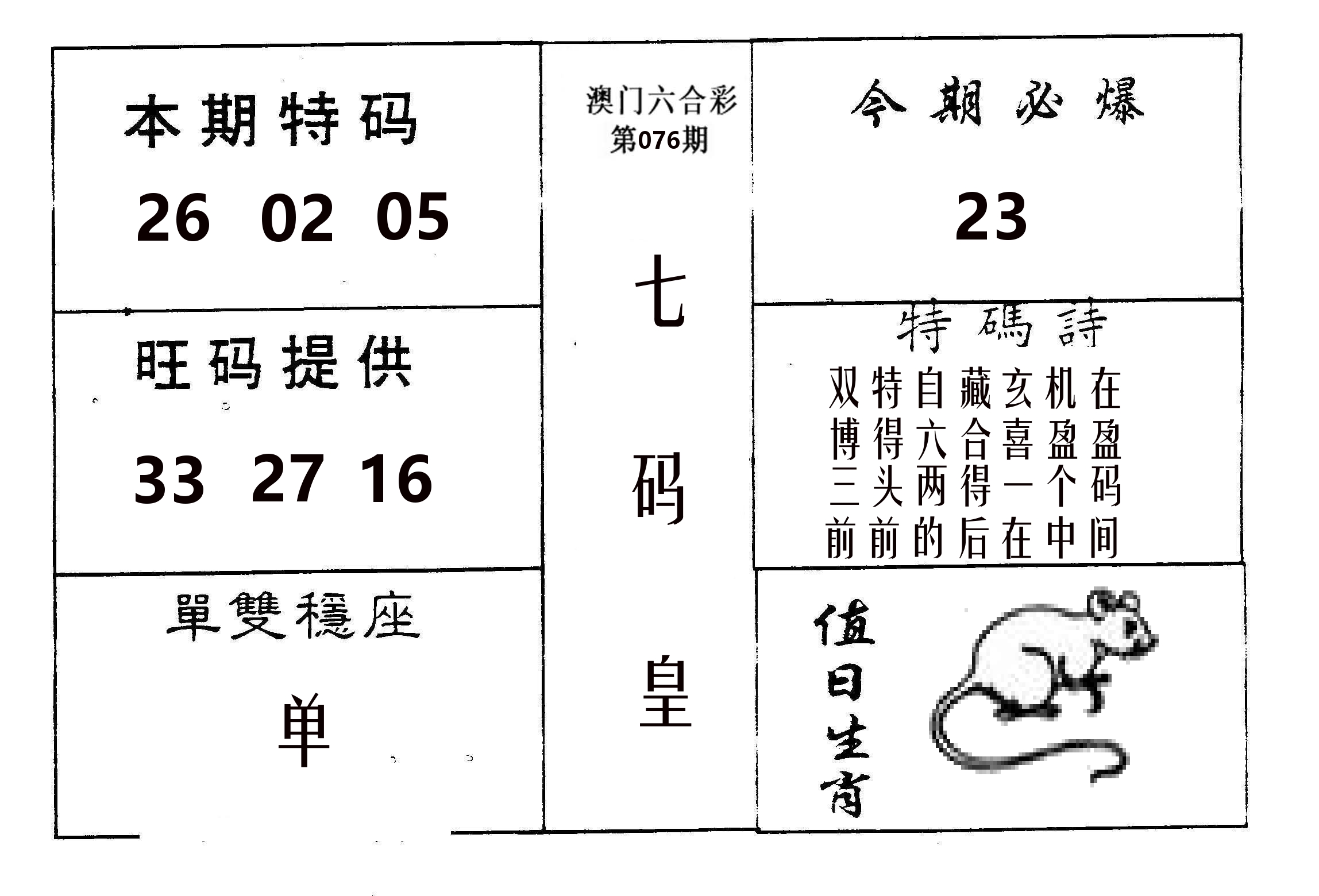 七码皇 第76期