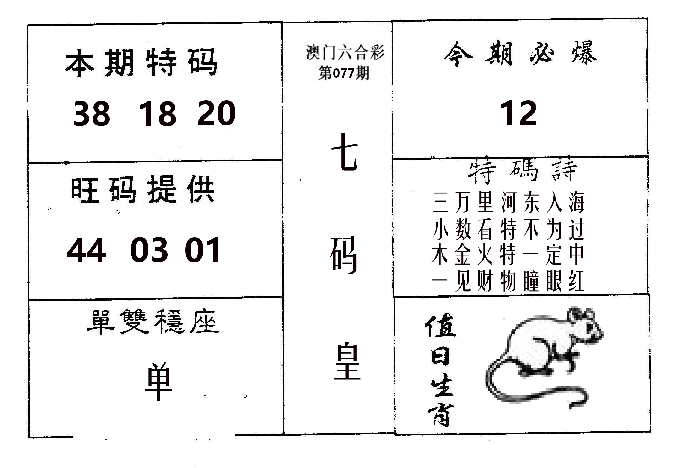 七码皇 第77期
