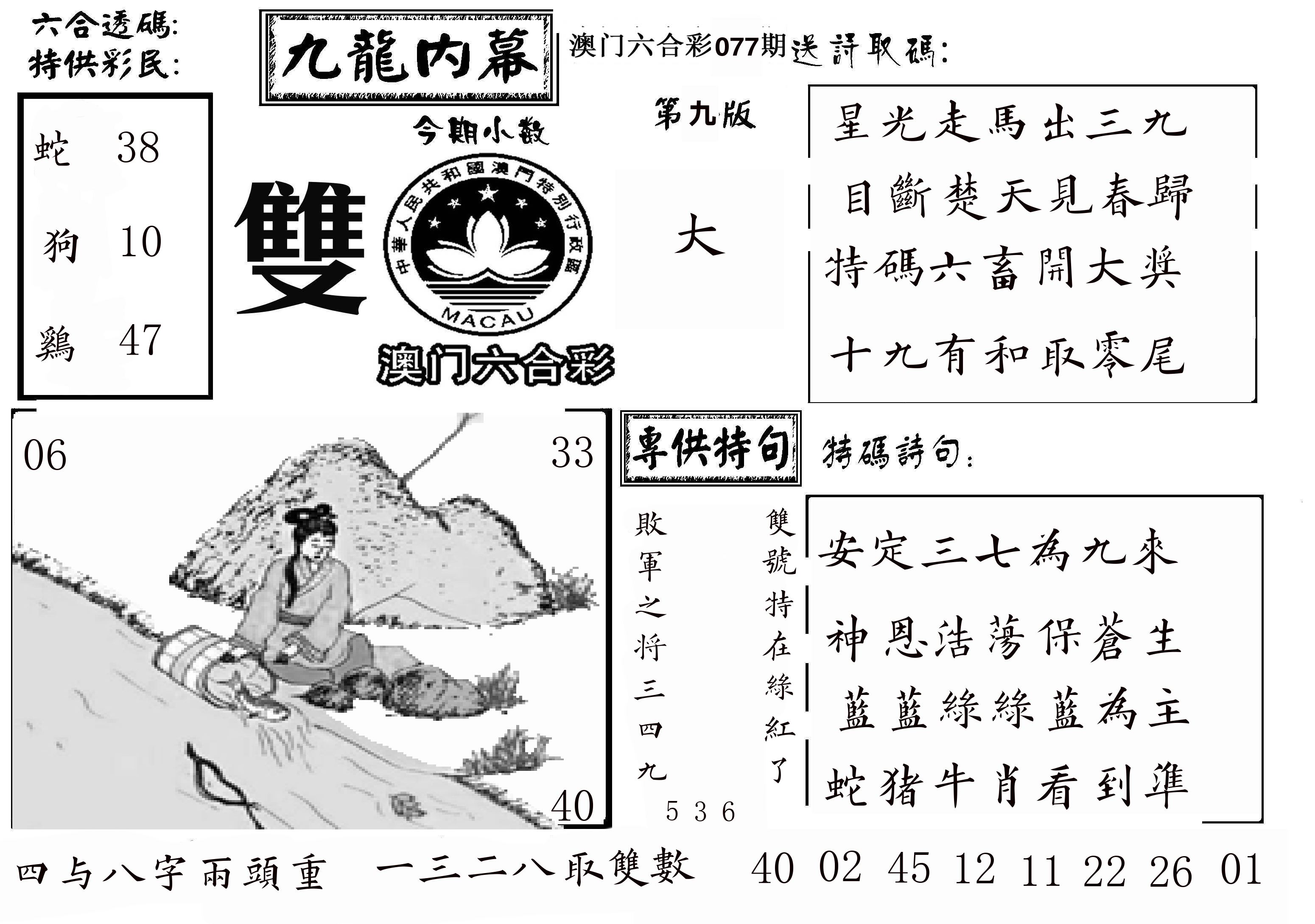 澳门传真3 第77期
