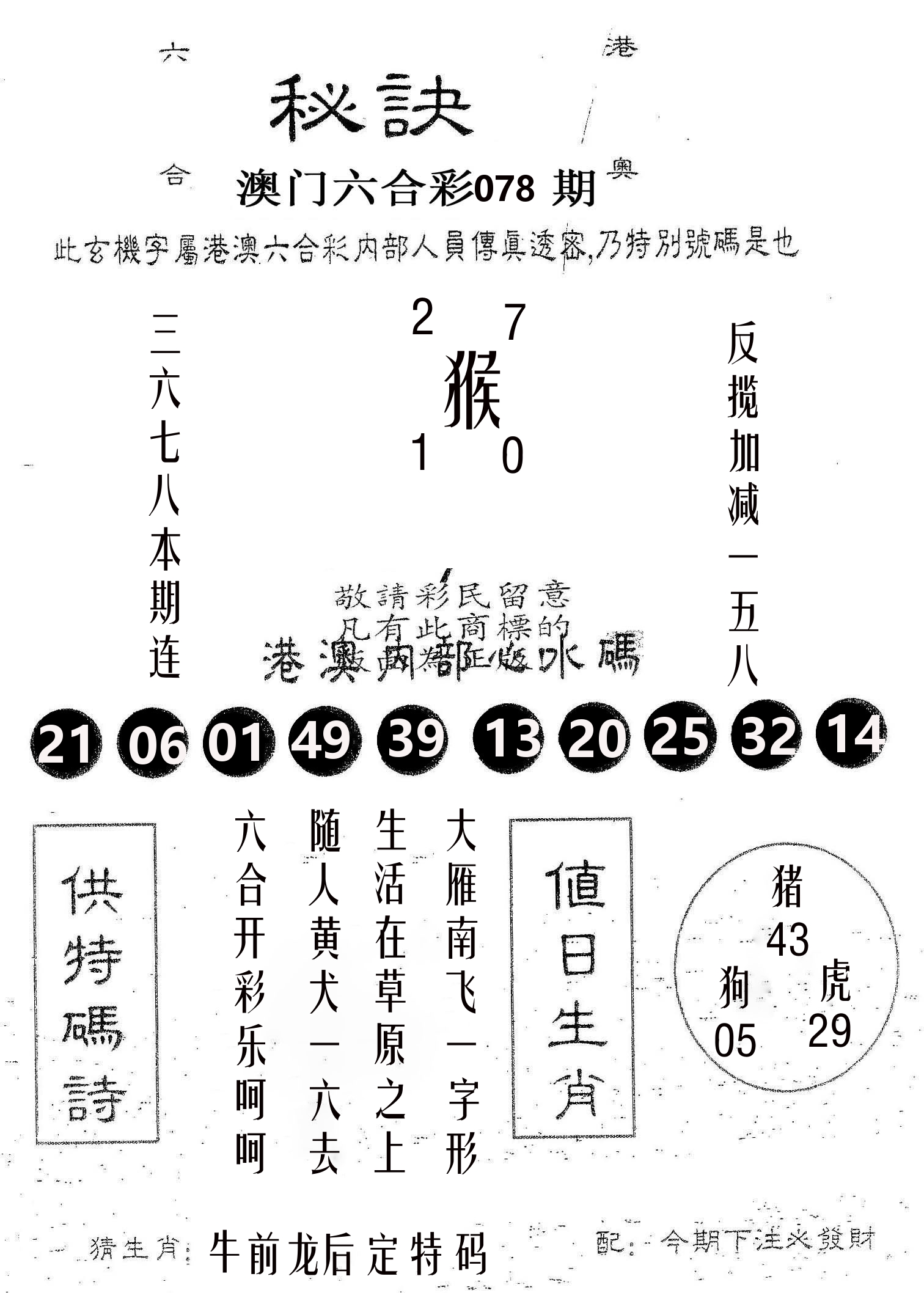 秘决 第78期