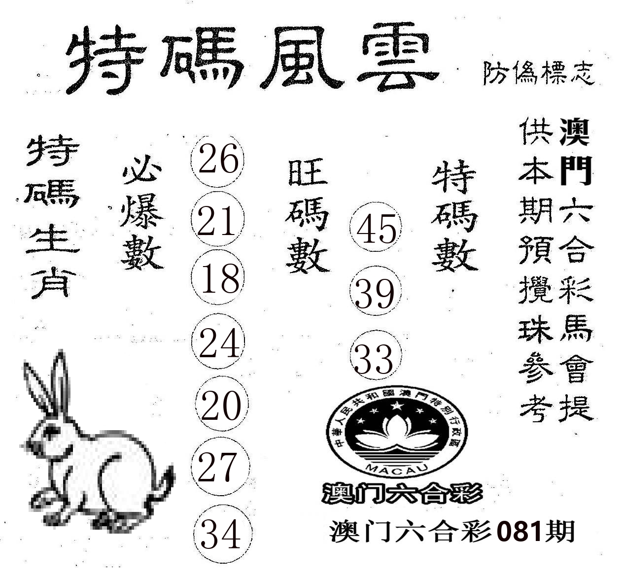 特码风云 第81期