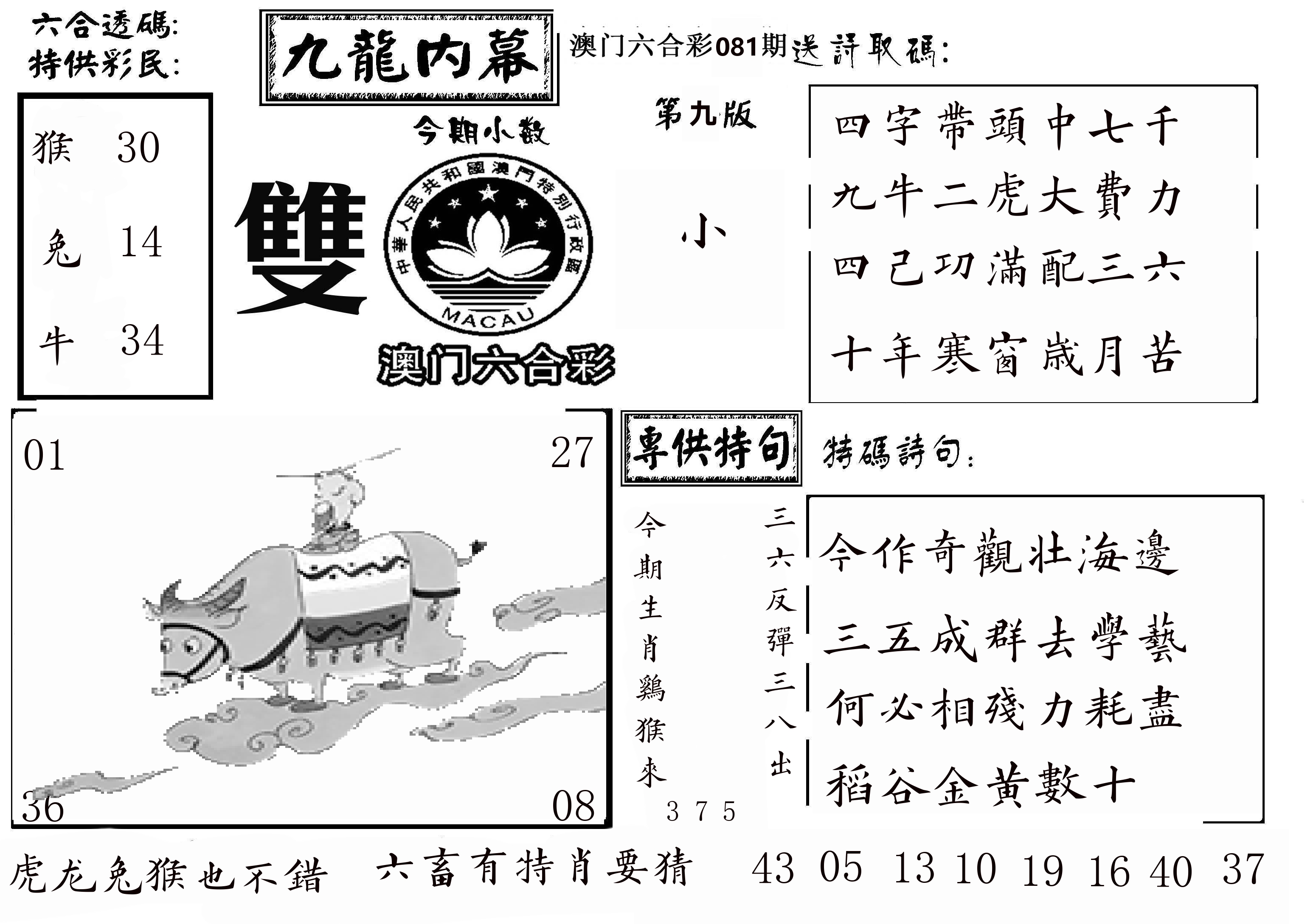澳门传真3 第81期