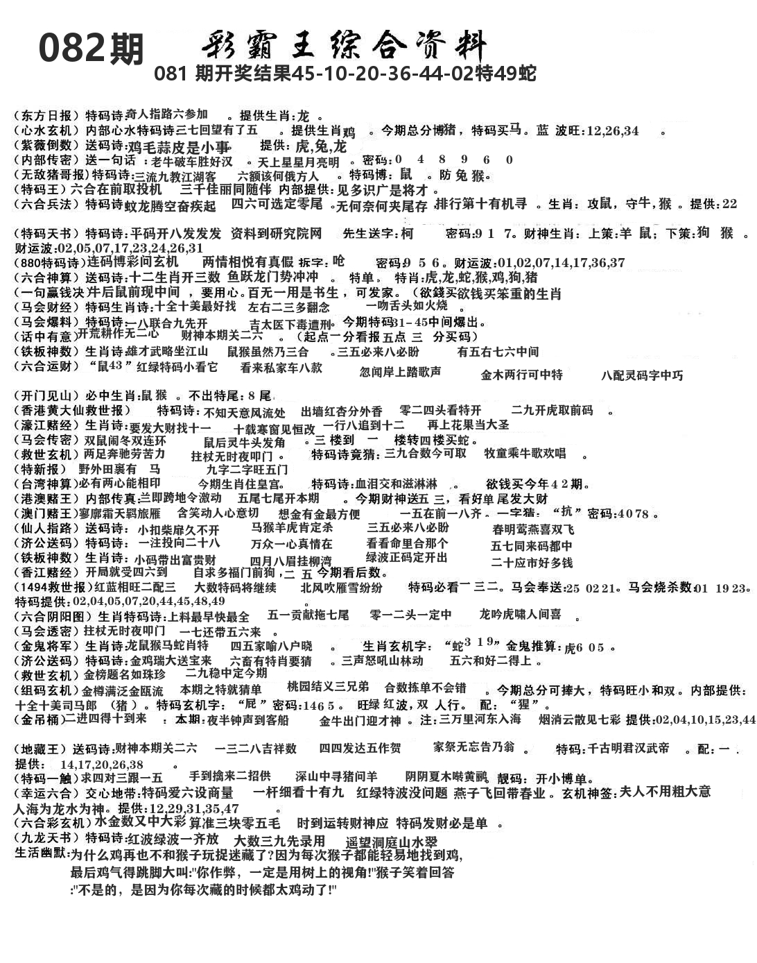 澳门综合资料 第82期