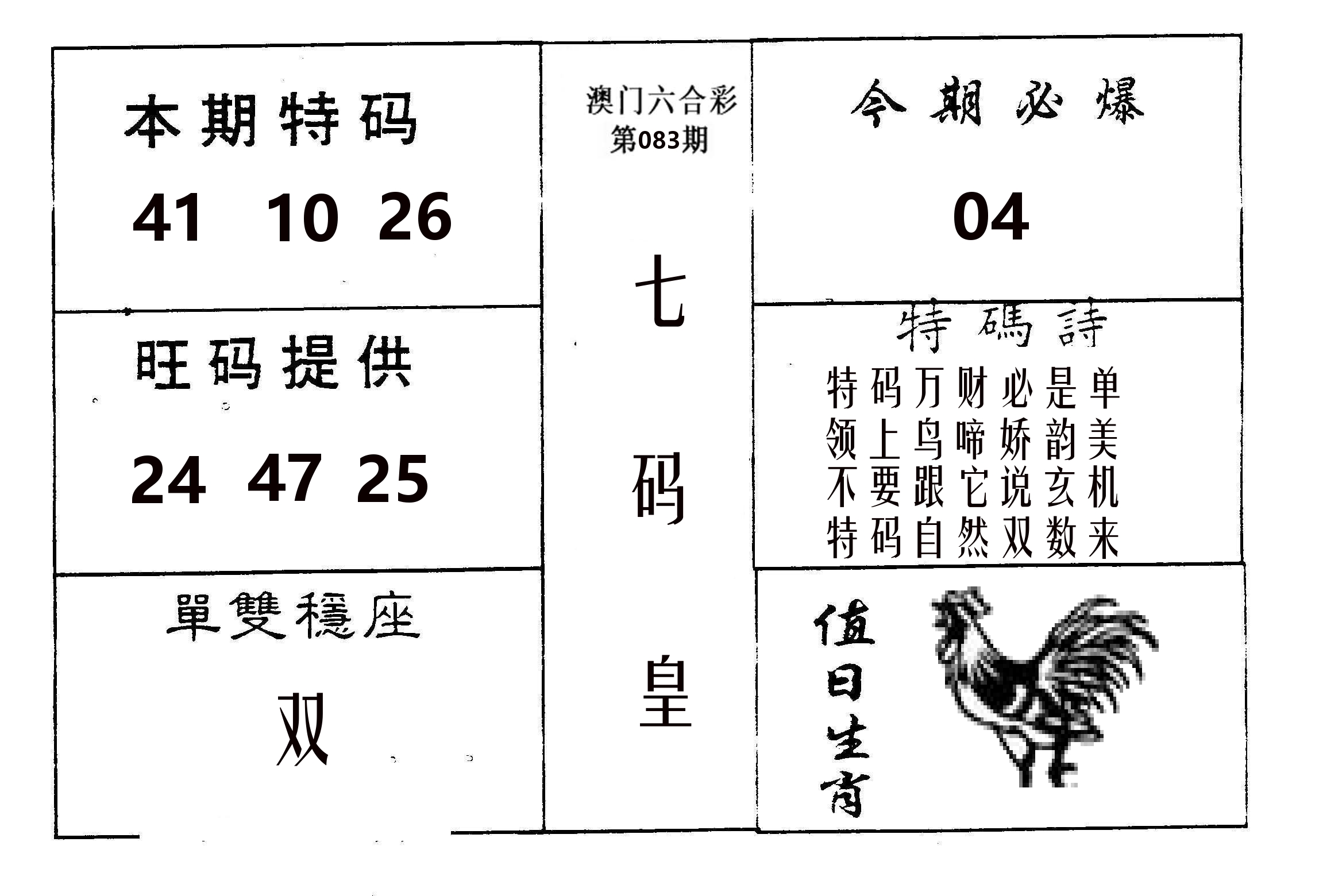 七码皇 第83期
