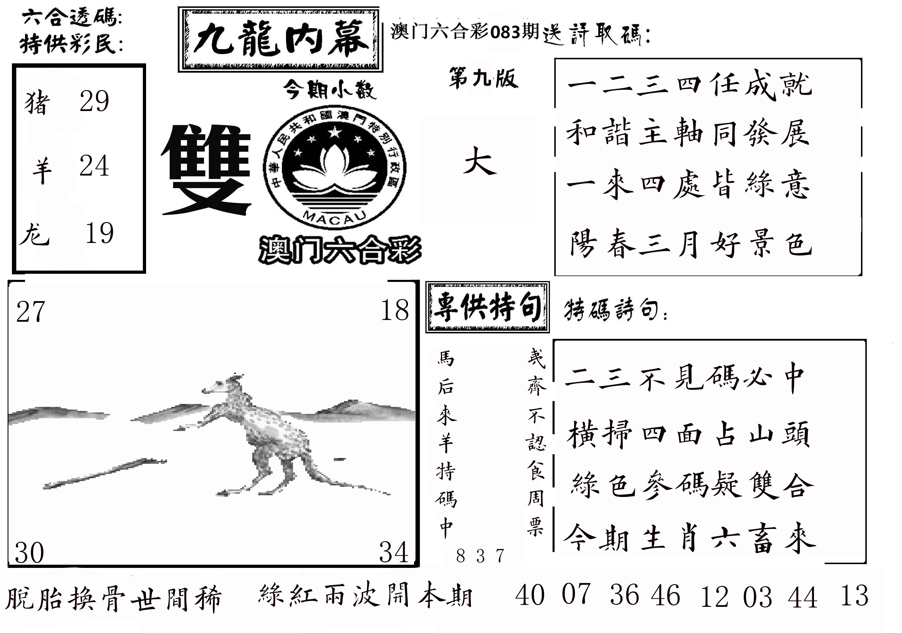 澳门传真3 第83期