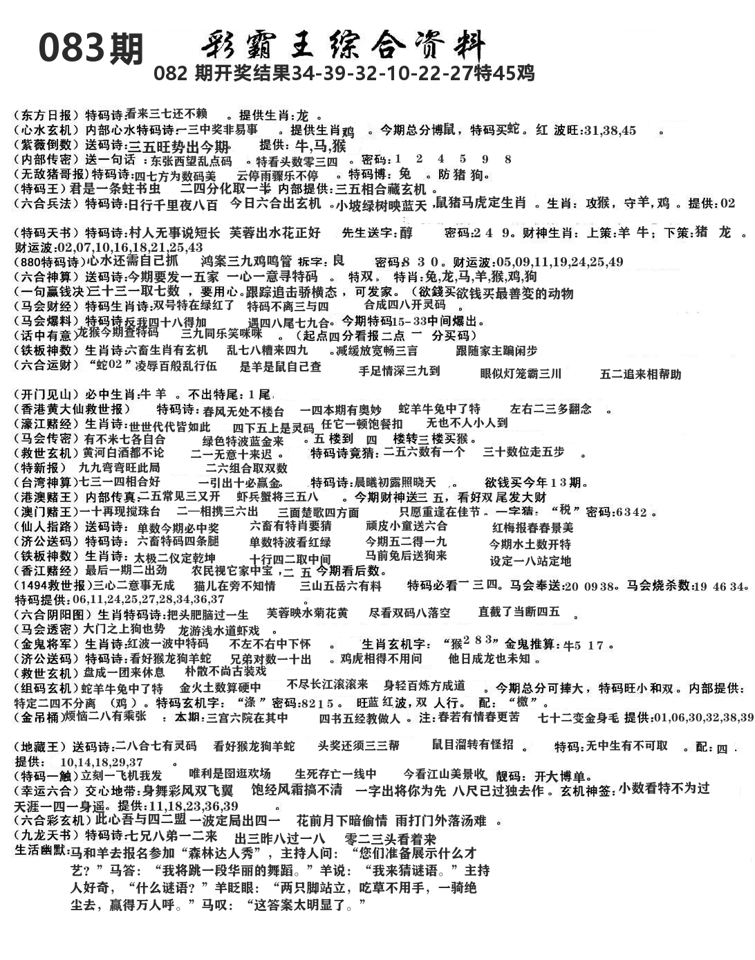 澳门综合资料 第83期