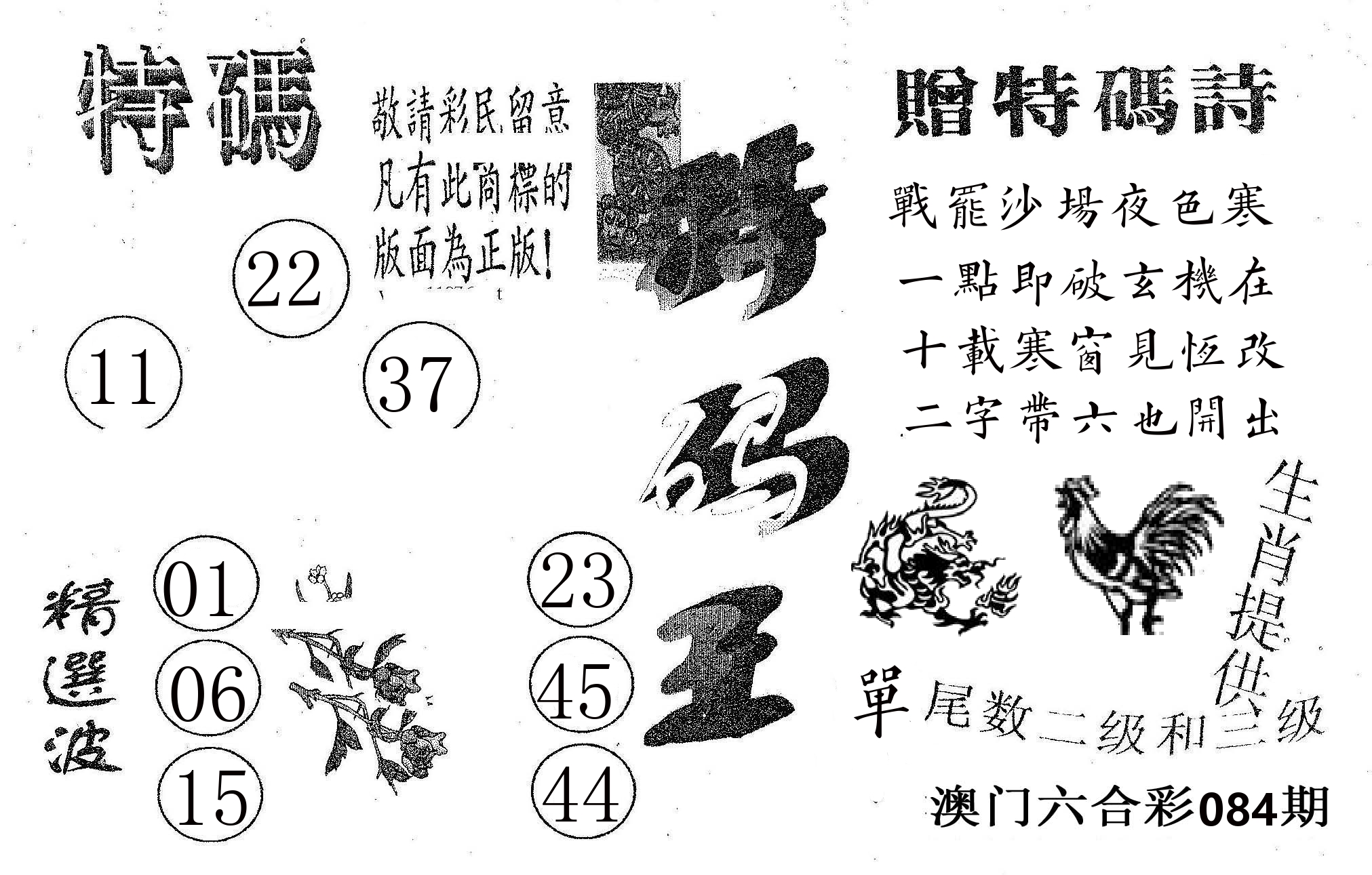 特码王A 第84期