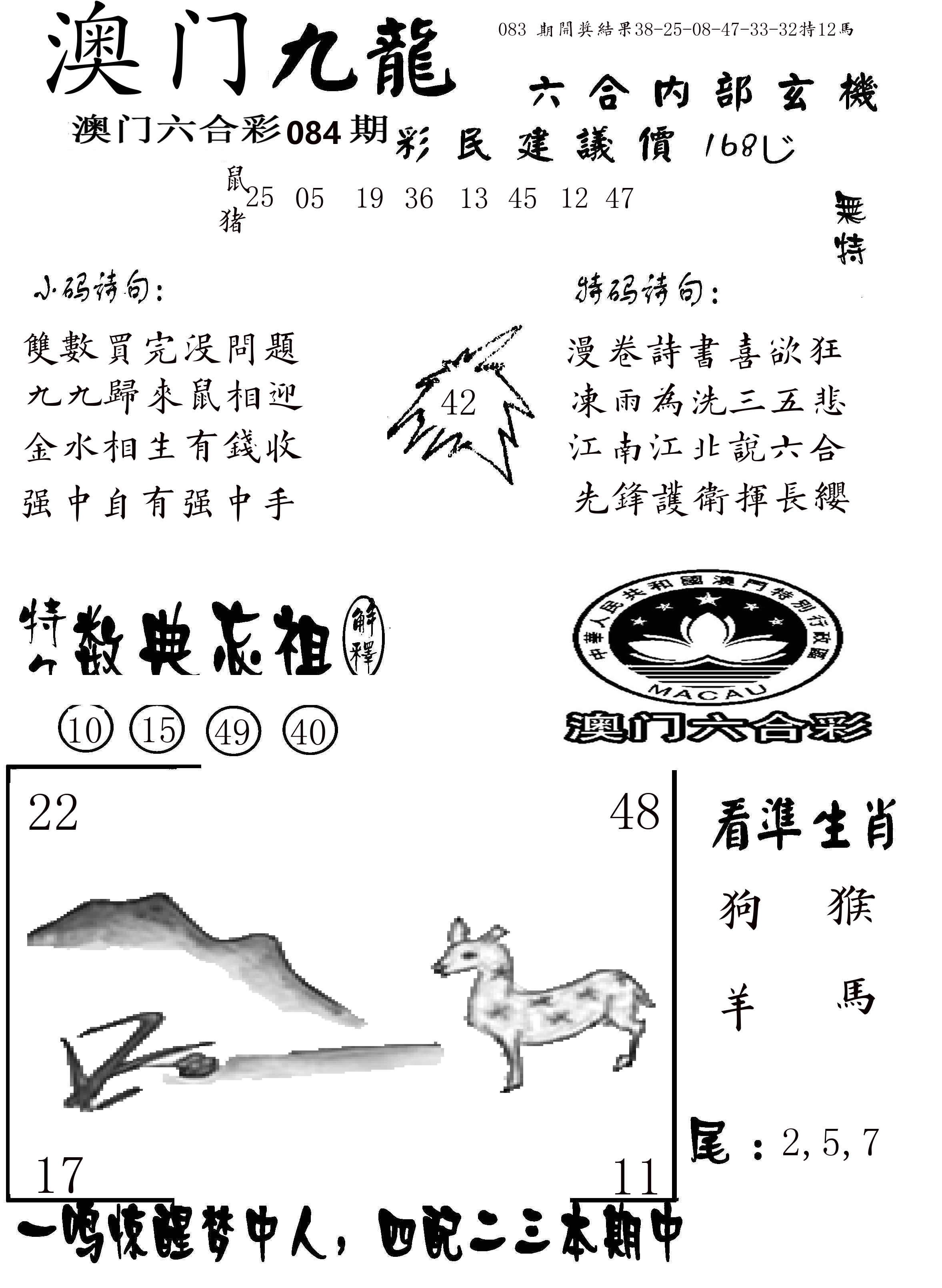 澳门传真1 第84期
