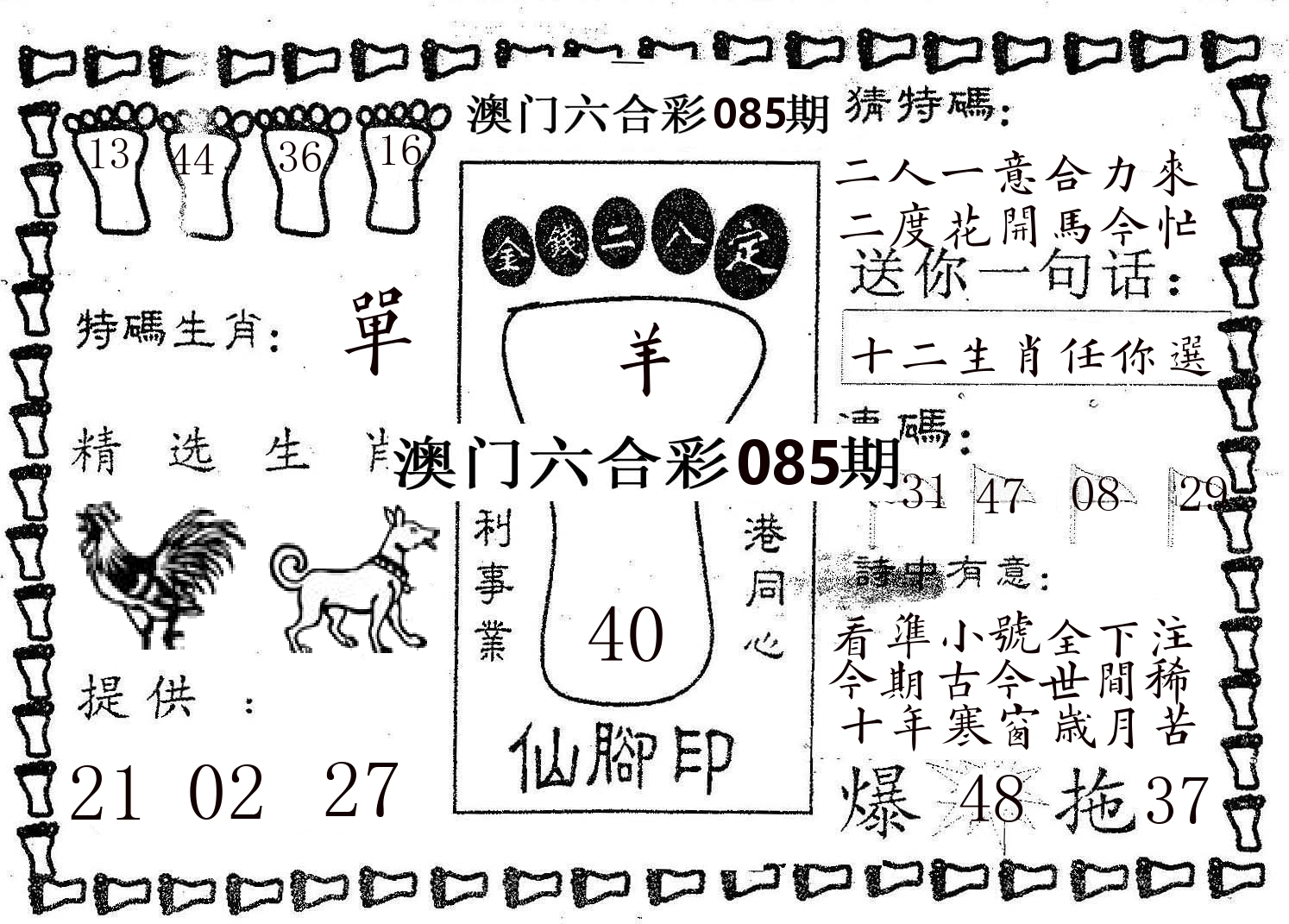 仙脚印 第85期