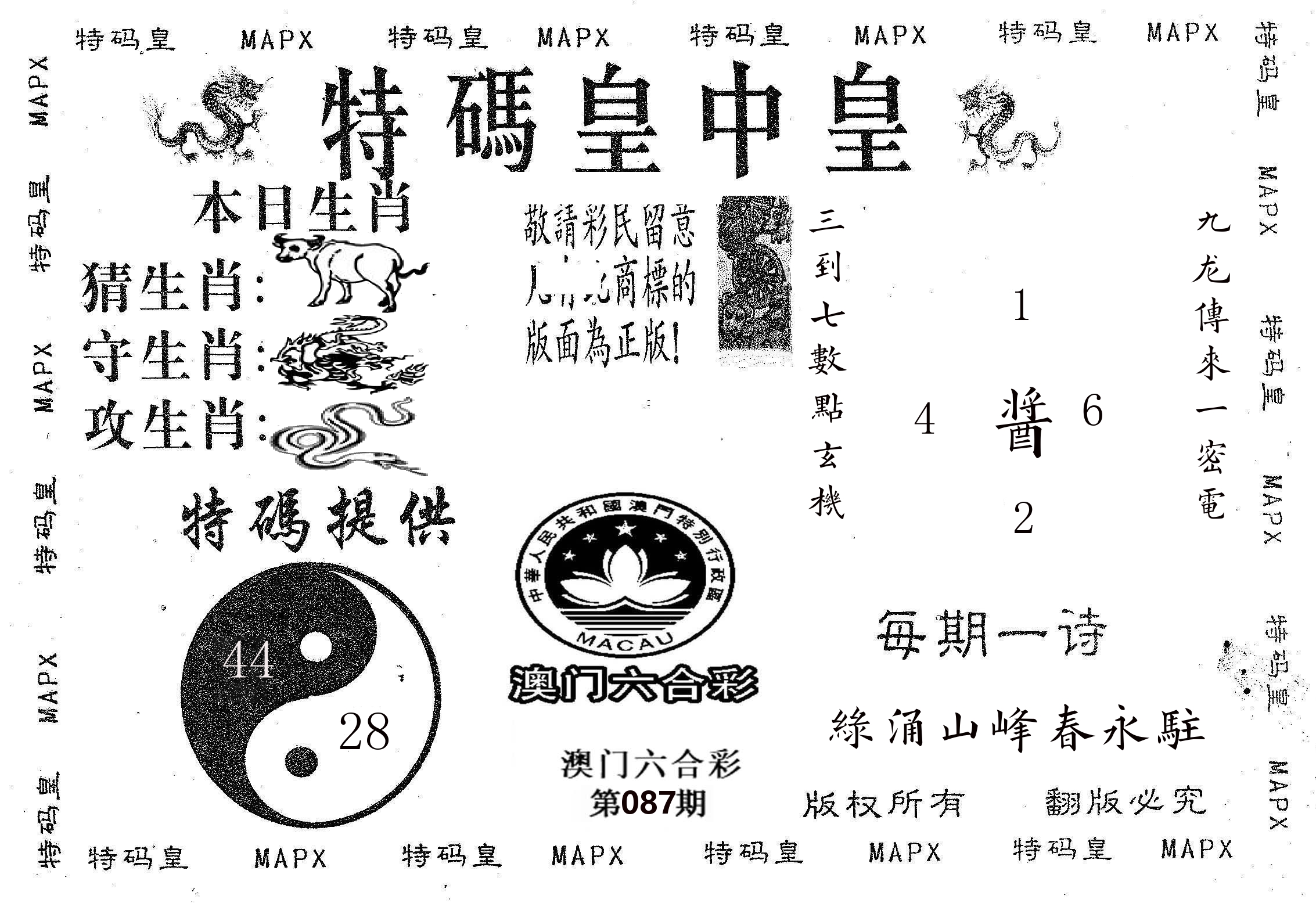 皇中皇B 第87期