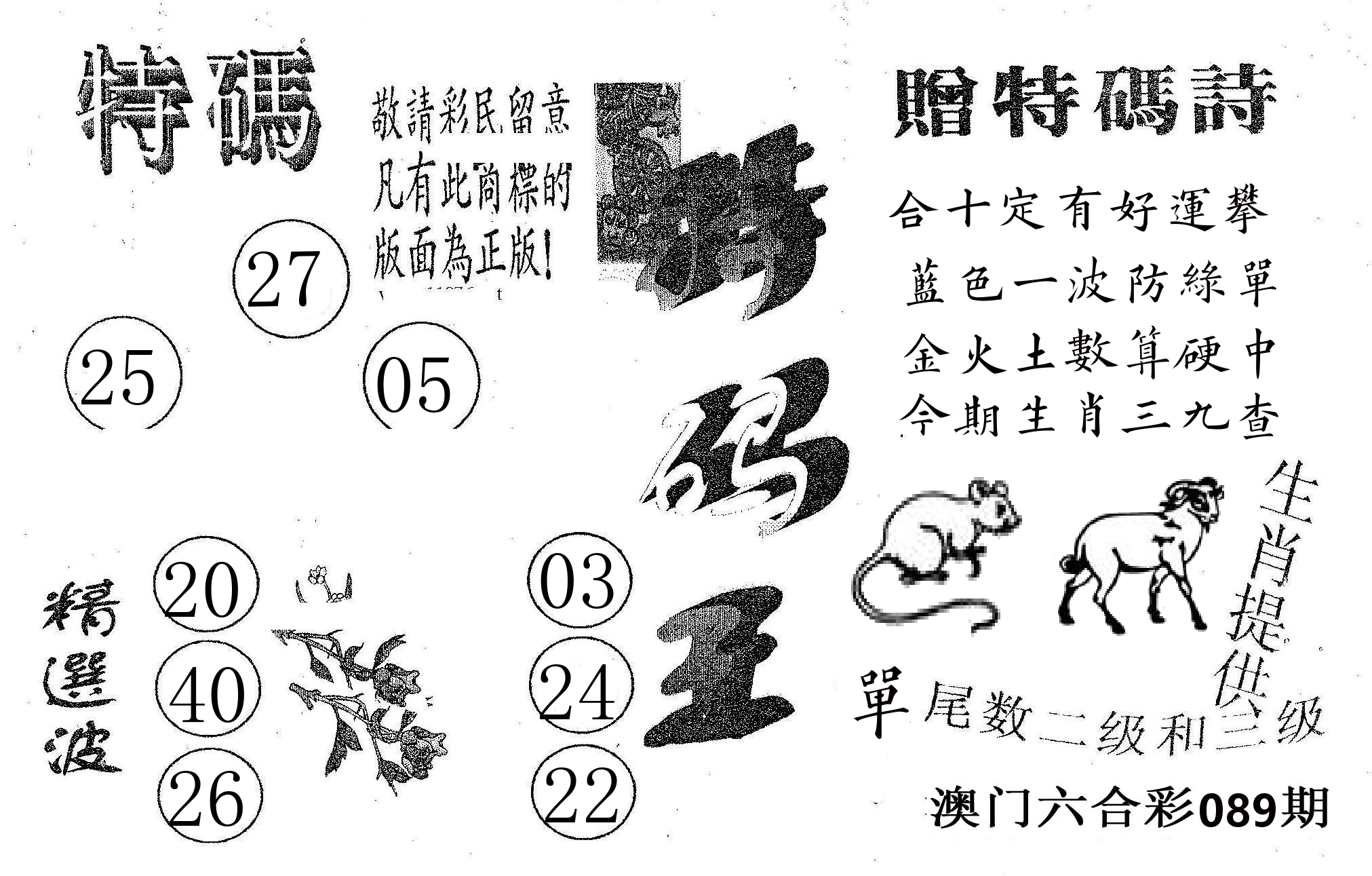 特码王A 第89期