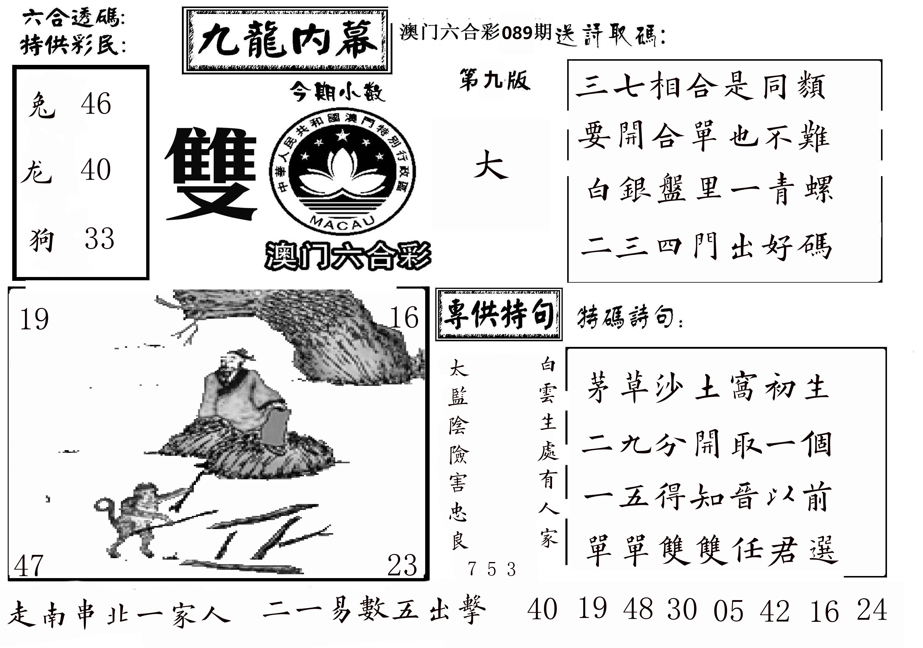 澳门传真3 第89期