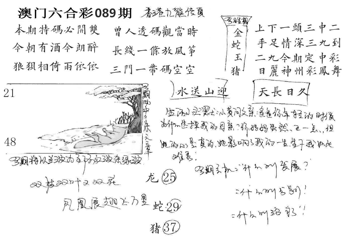 澳门手写九龙 第89期