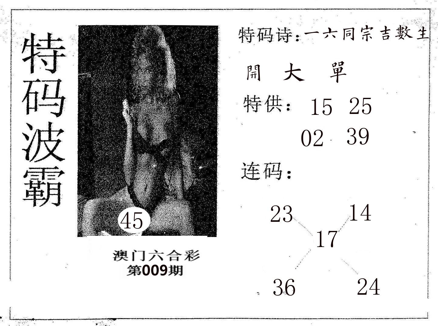 特码波霸 第9期