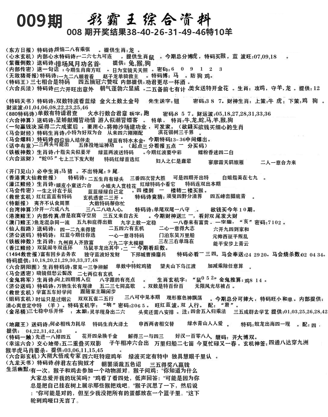 澳门综合资料 第9期