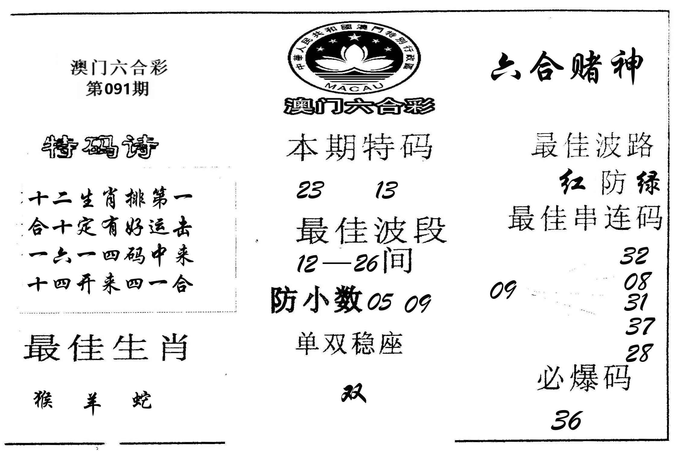六合赌神 第91期