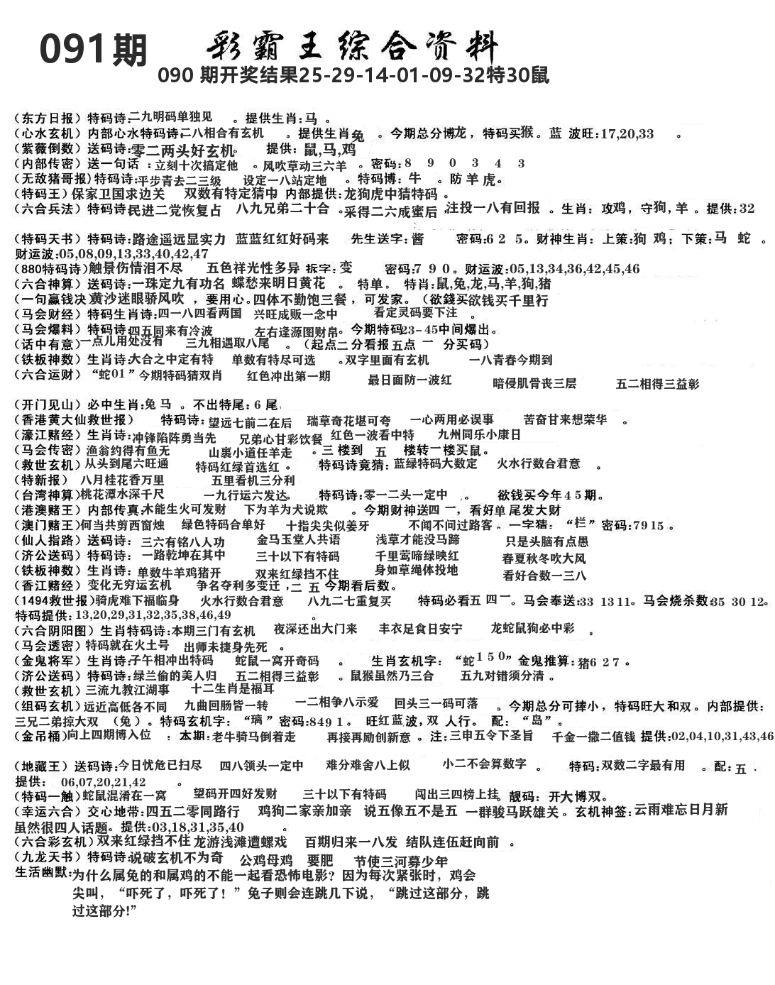 澳门综合资料 第91期