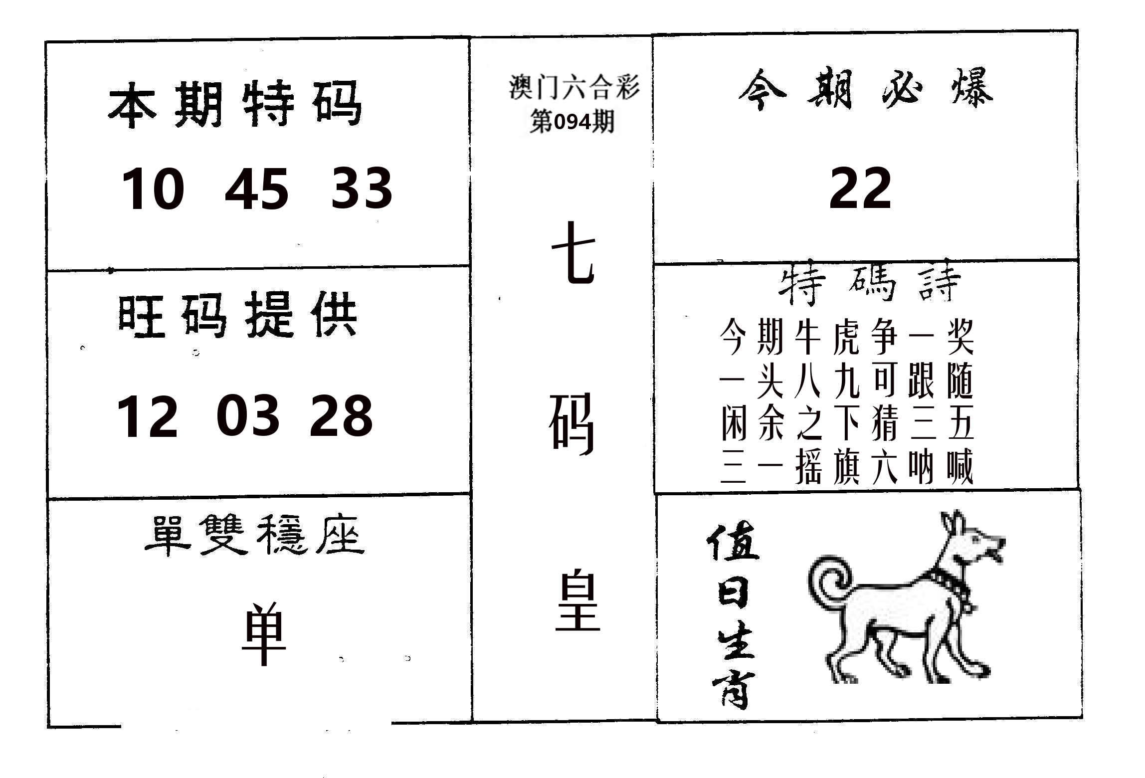 七码皇 第94期