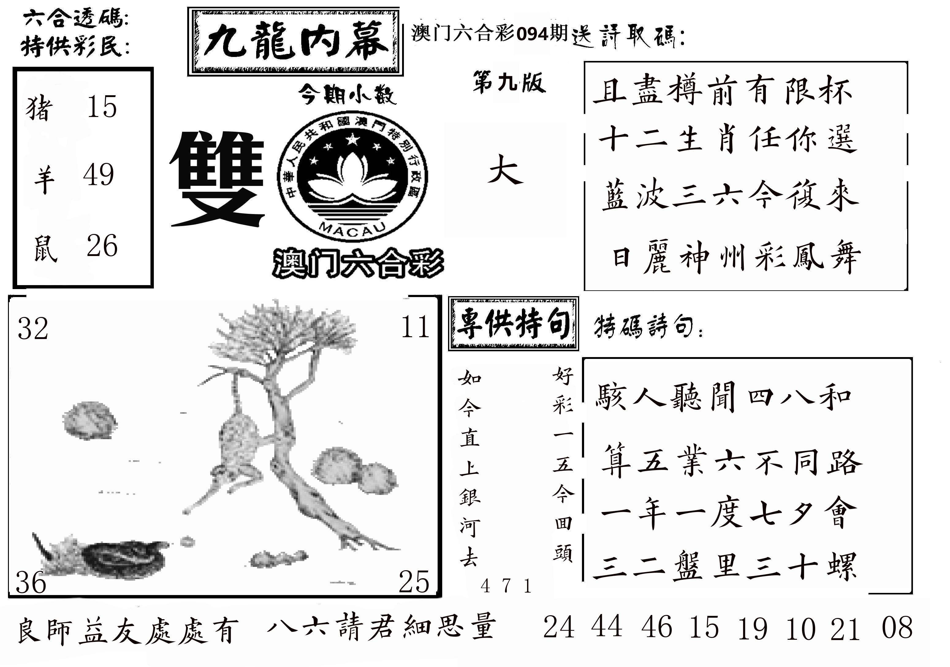 澳门传真3 第94期