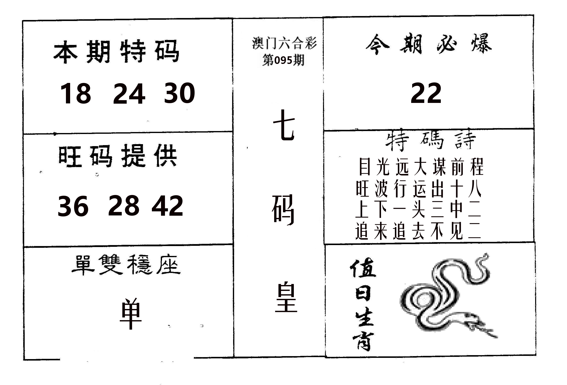 七码皇 第95期