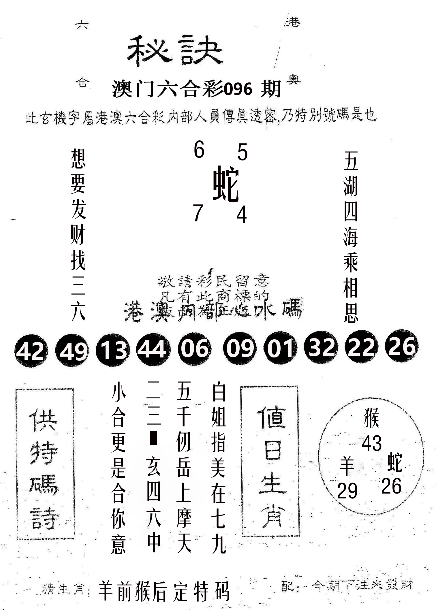 秘决 第96期