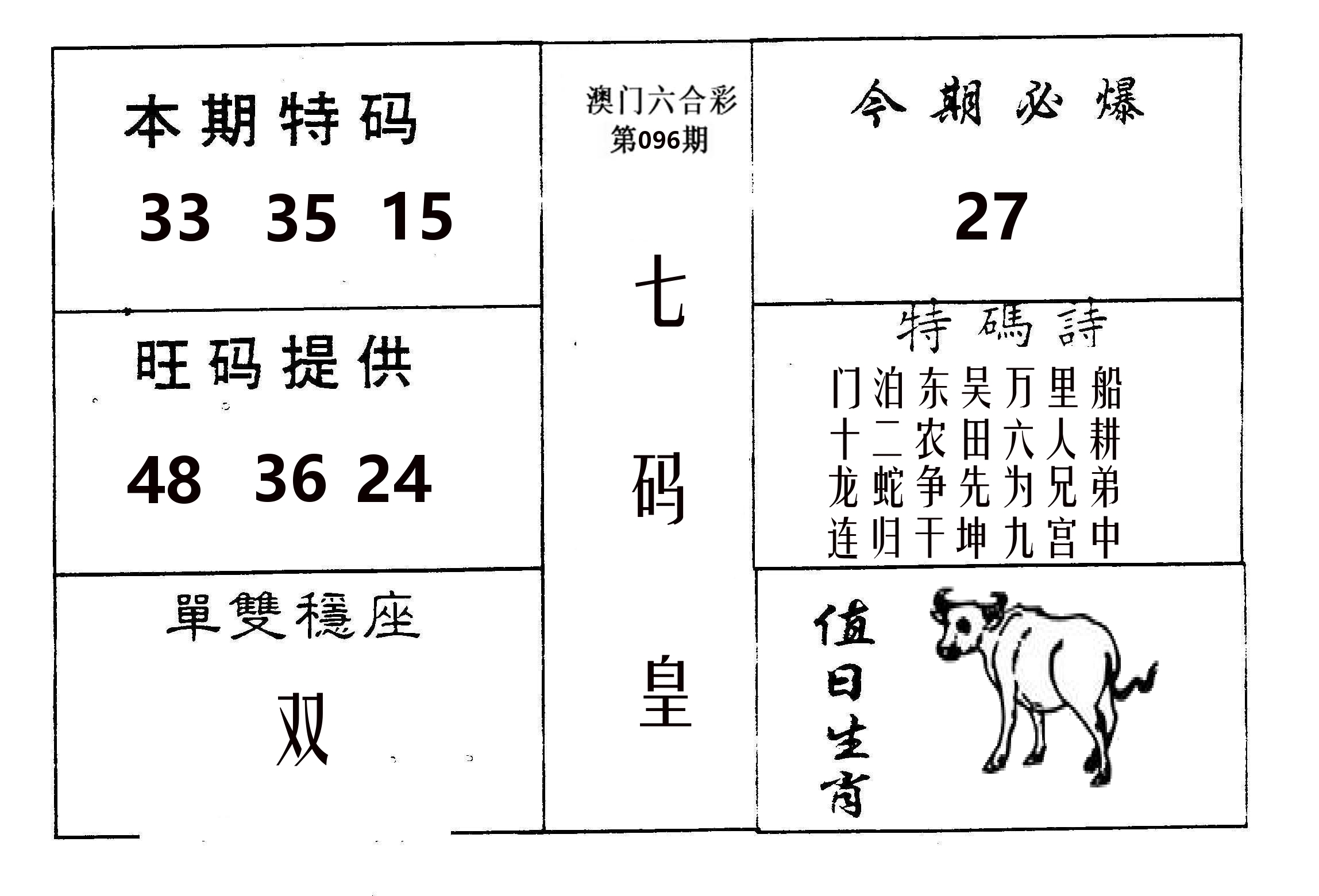 七码皇 第96期