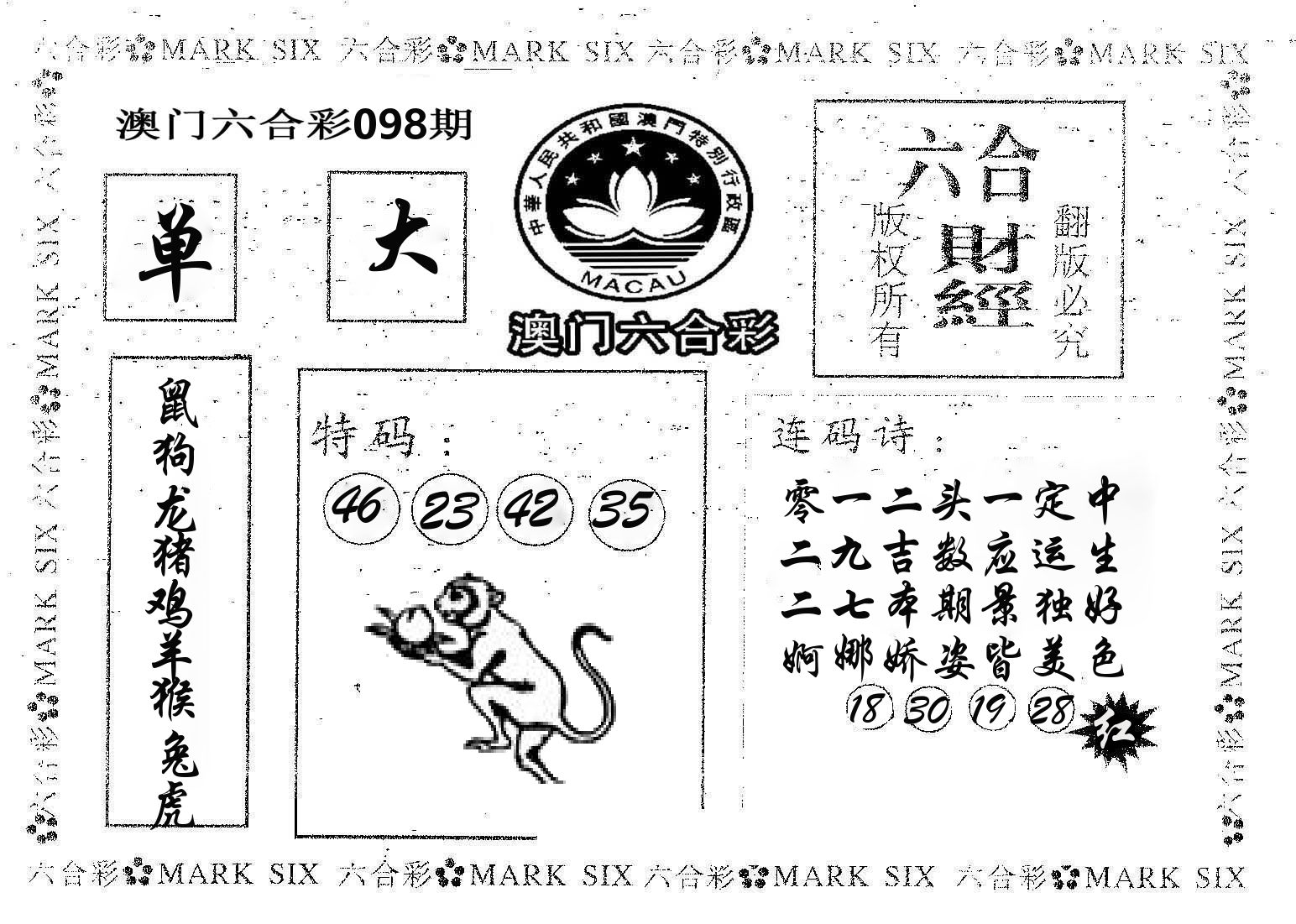六合财经 第98期