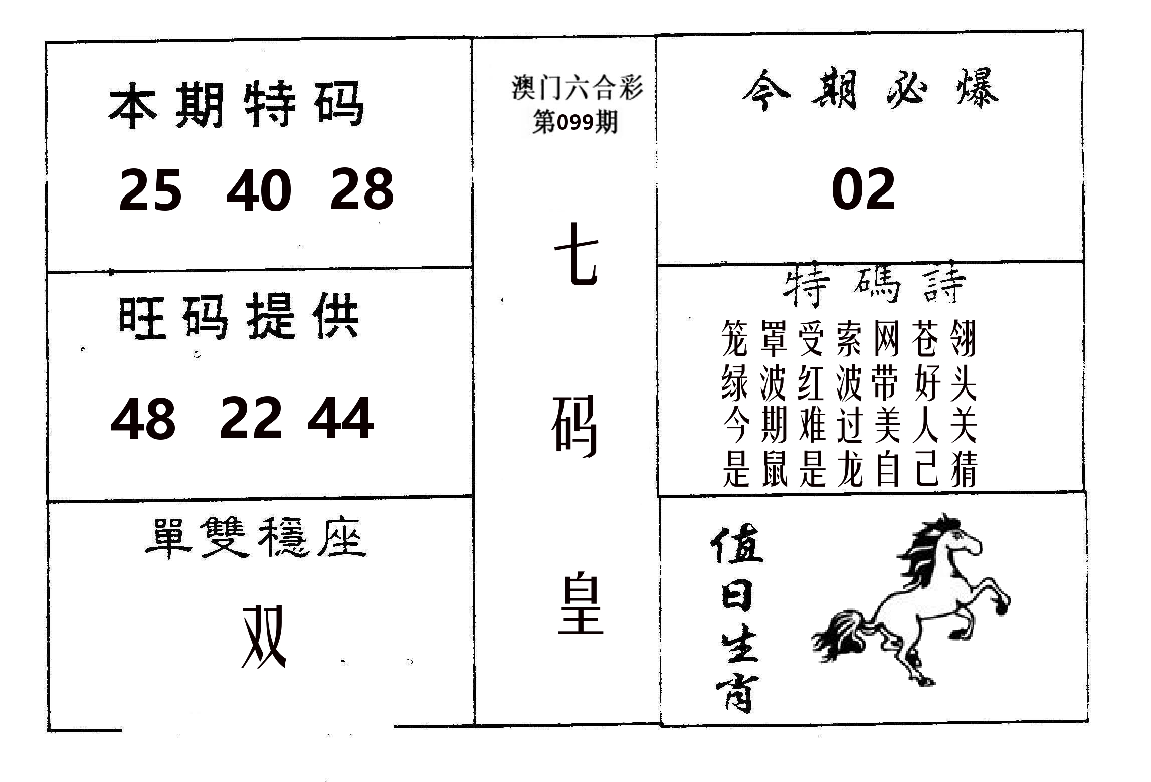 七码皇 第99期