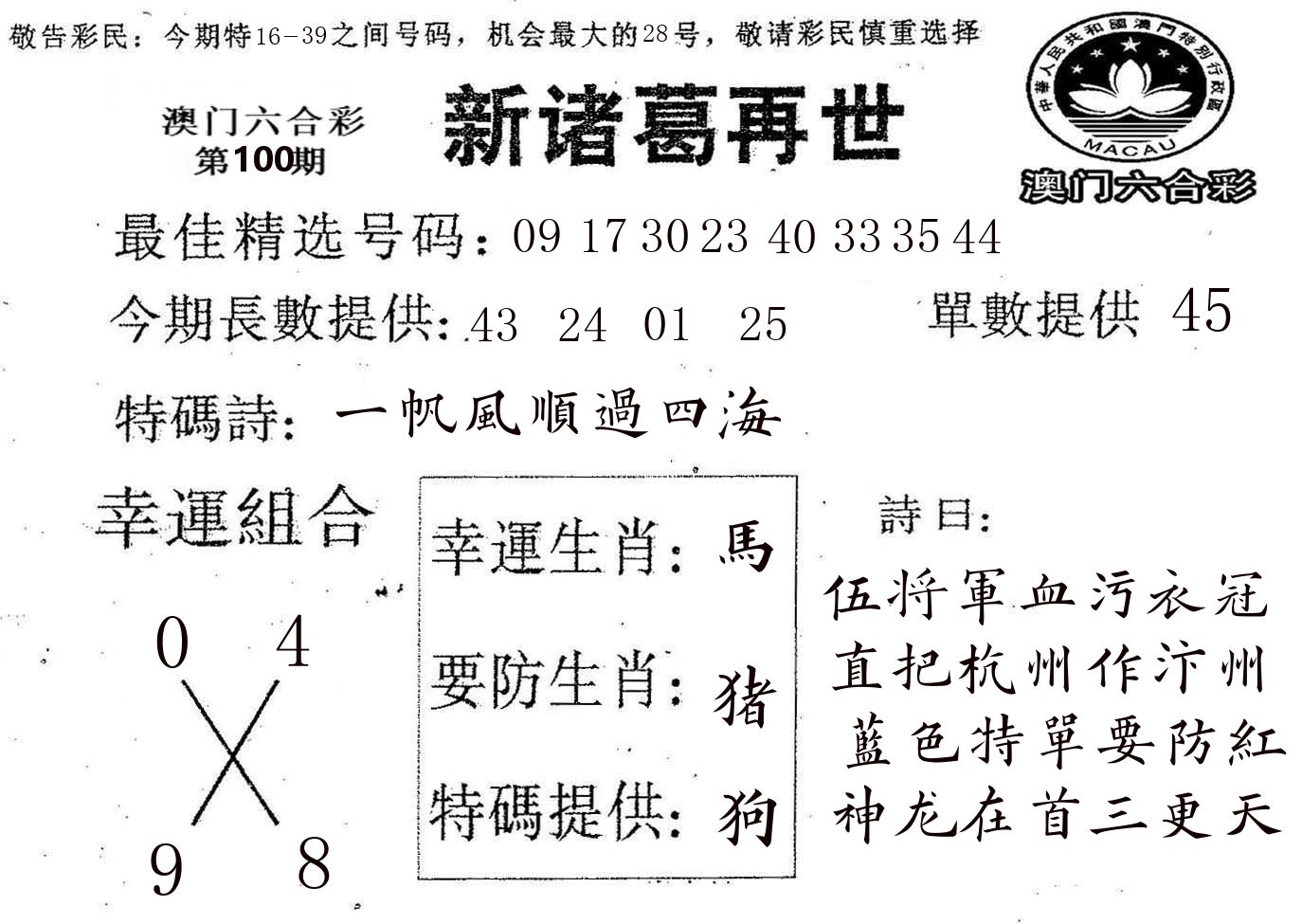 新诸葛 第100期