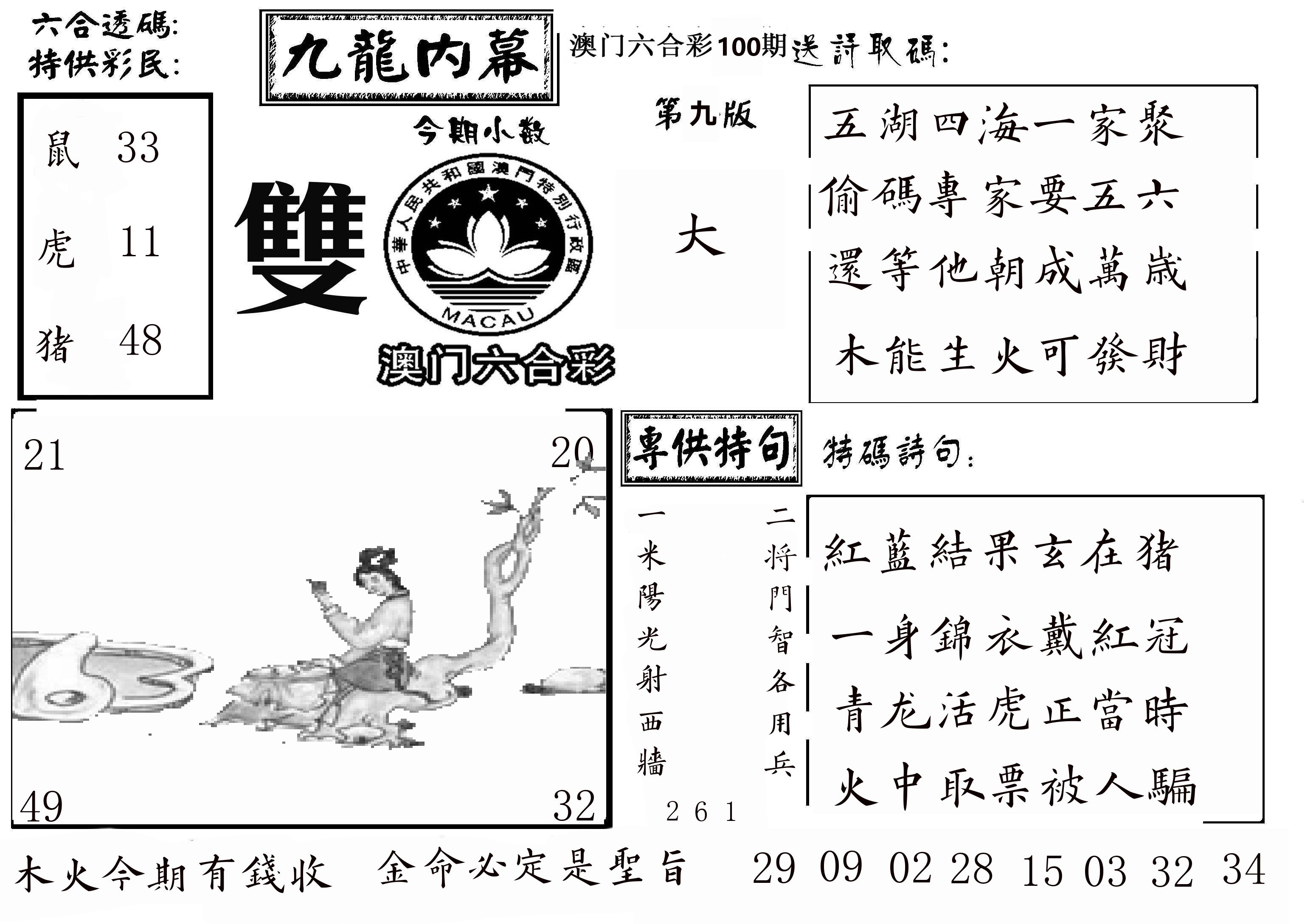 澳门传真3 第100期