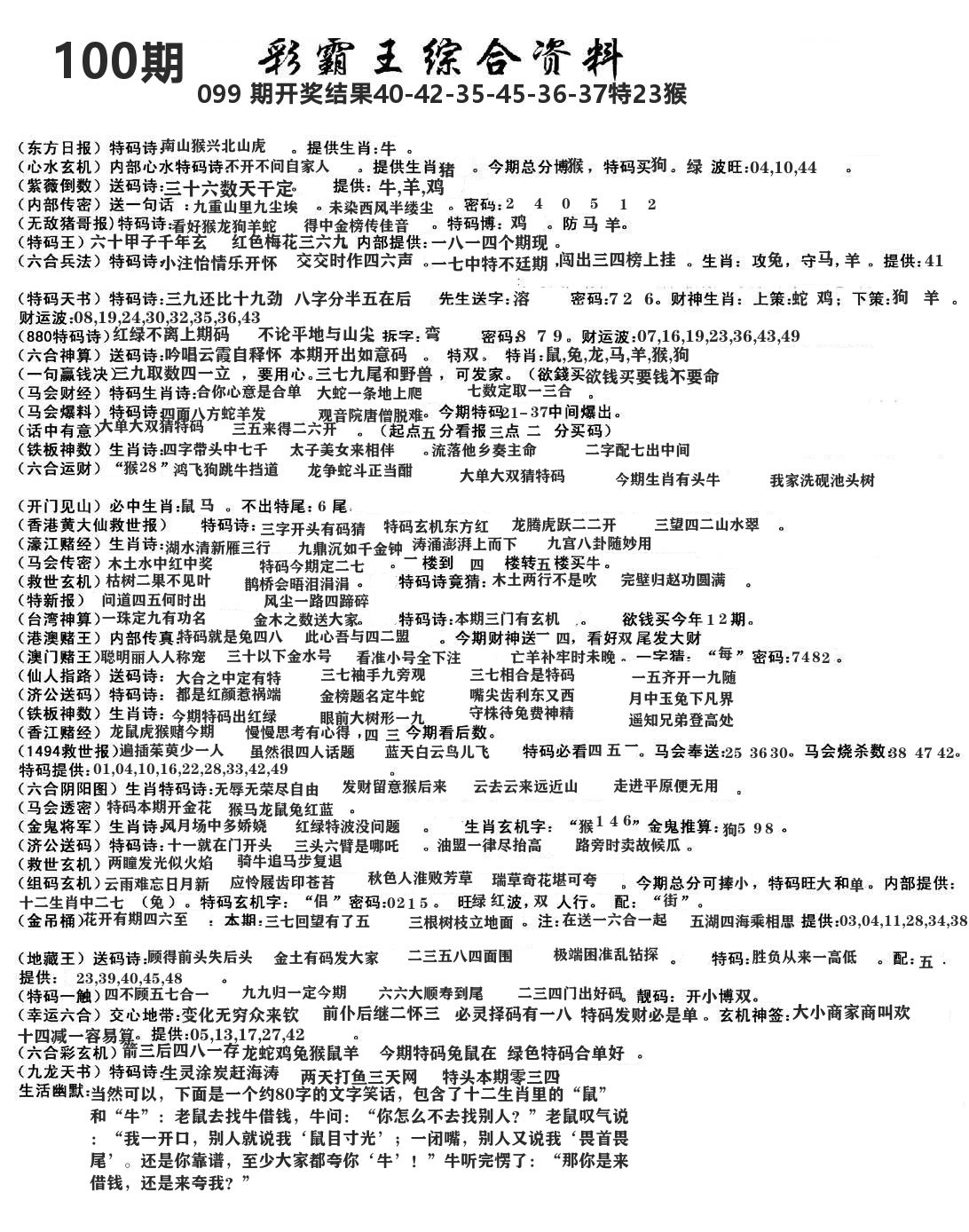 澳门综合资料 第100期