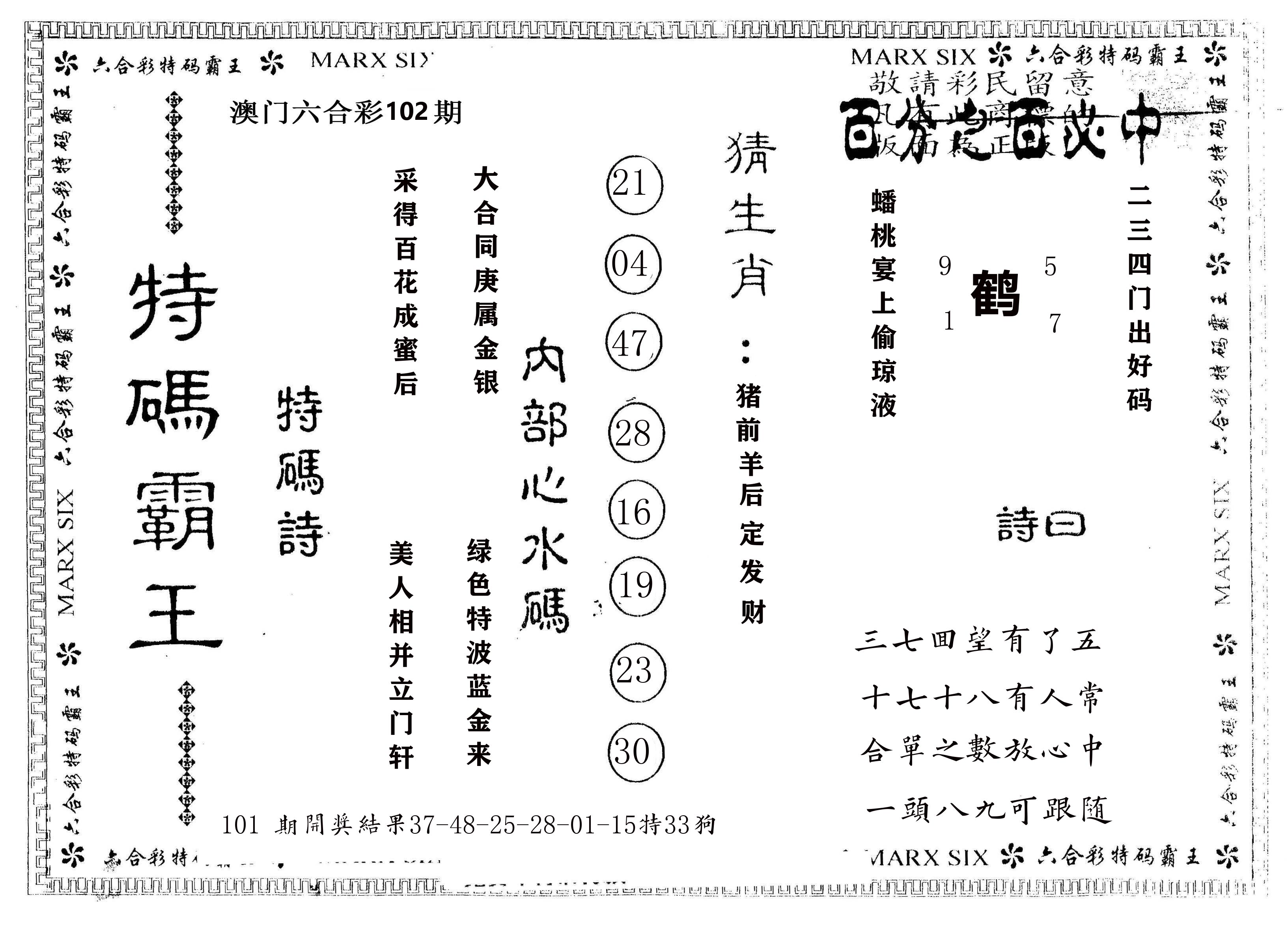 另版特码霸王 第102期