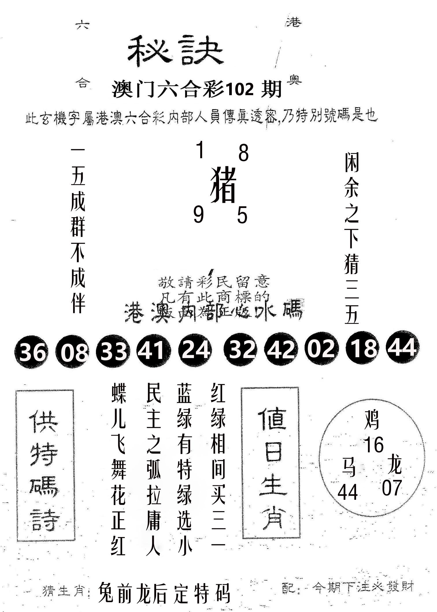 秘决 第102期
