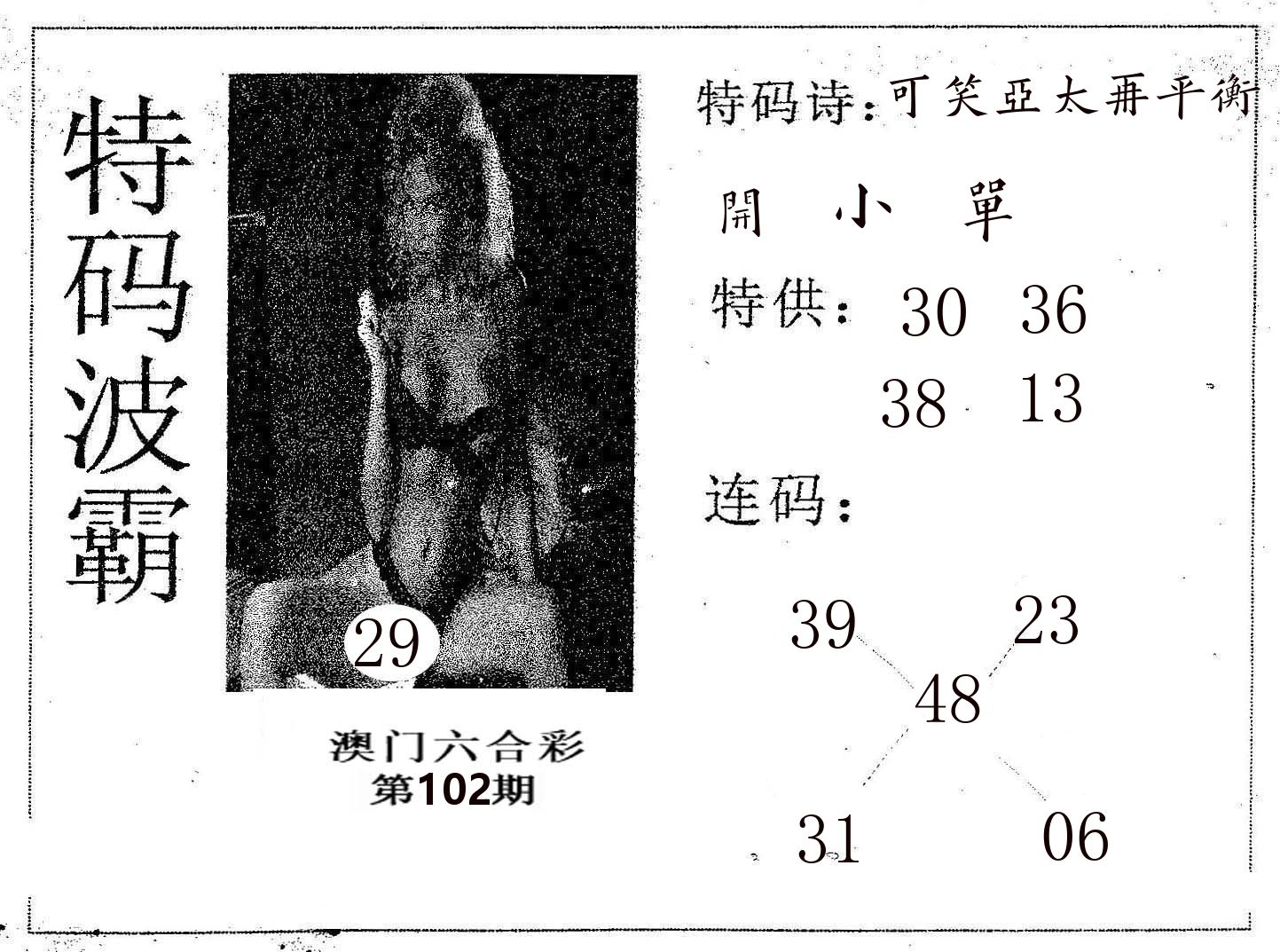 特码波霸 第102期