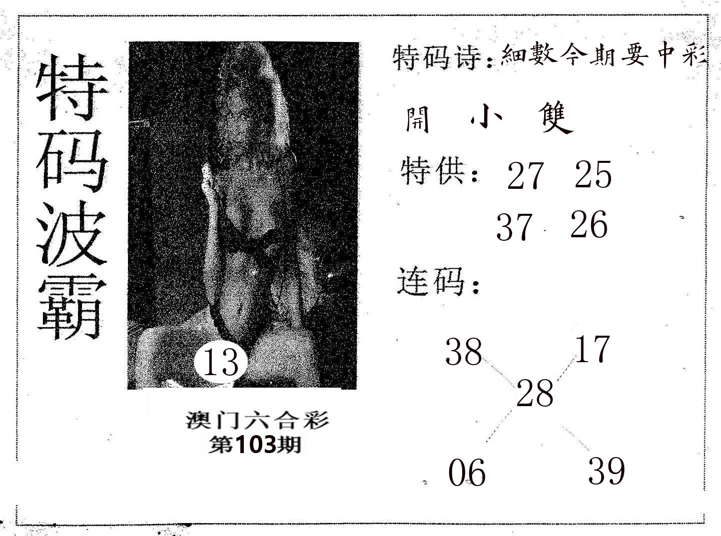 特码波霸 第103期